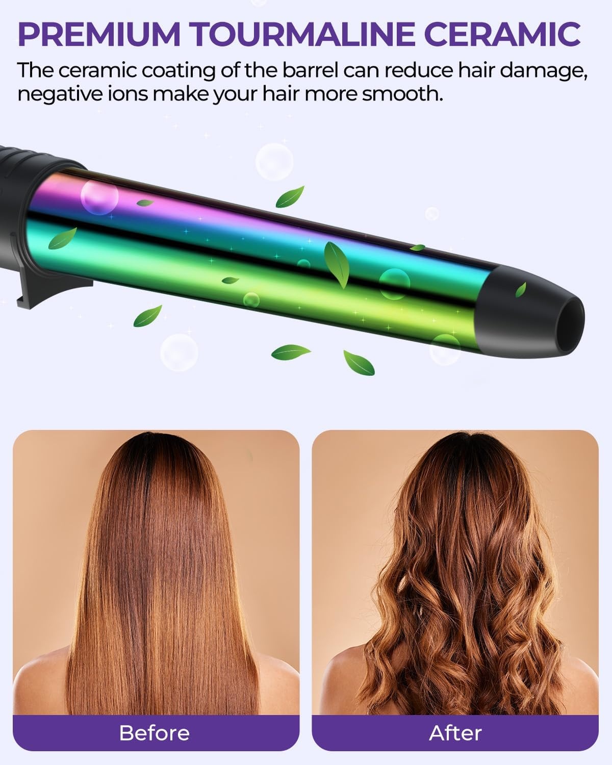 image:image5 in 1 Curling Wand Set Ohuhu Curling Iron Wand 5Pcs 035 to 125 Inch Interchangeable Ceramic Barrel Heat Protective Glove 2 Clips Dual Voltage Hair Curler for Women PinkRainbow