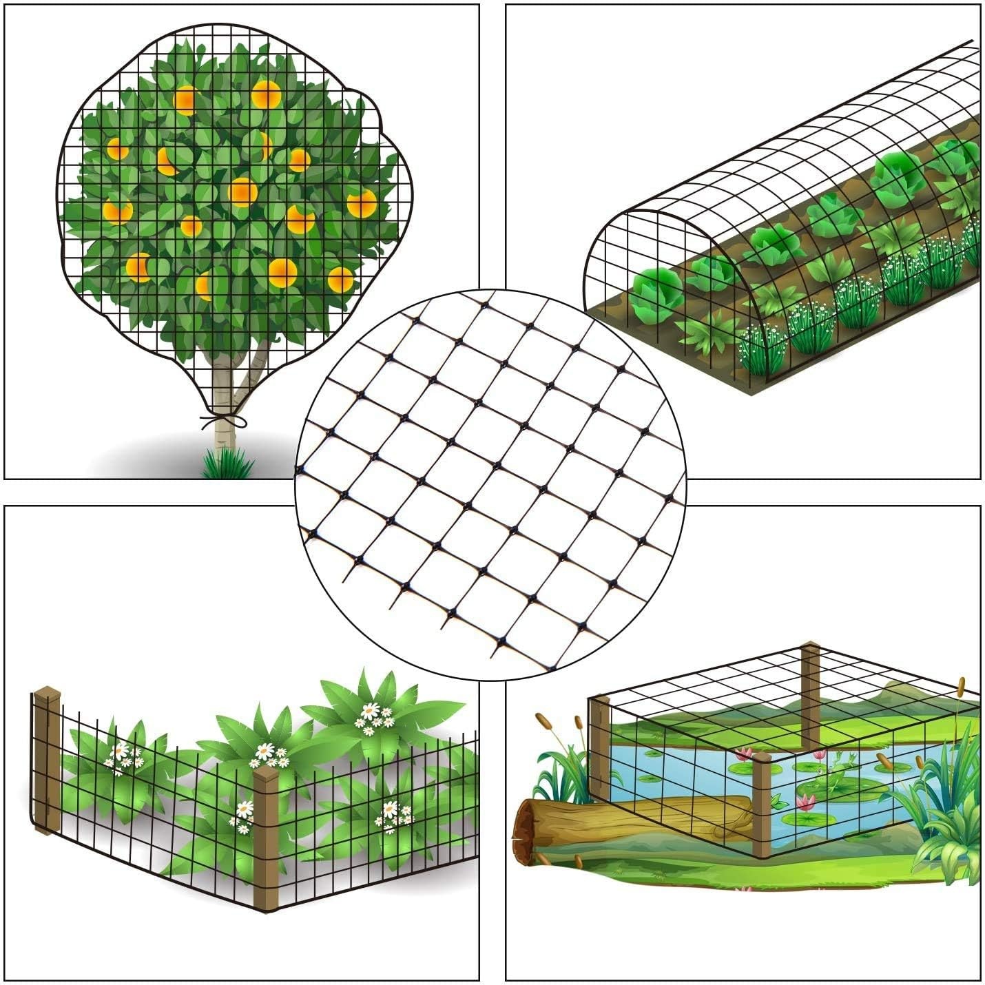 image:image66x98 FT Premium Bird Netting Ohuhu Garden Netting with Cable Ties Ground Nails AntiBird Reusable Protection Netting for Fruit Vegetable Plant Trees Plastic Deer Fencing Animals Barrier