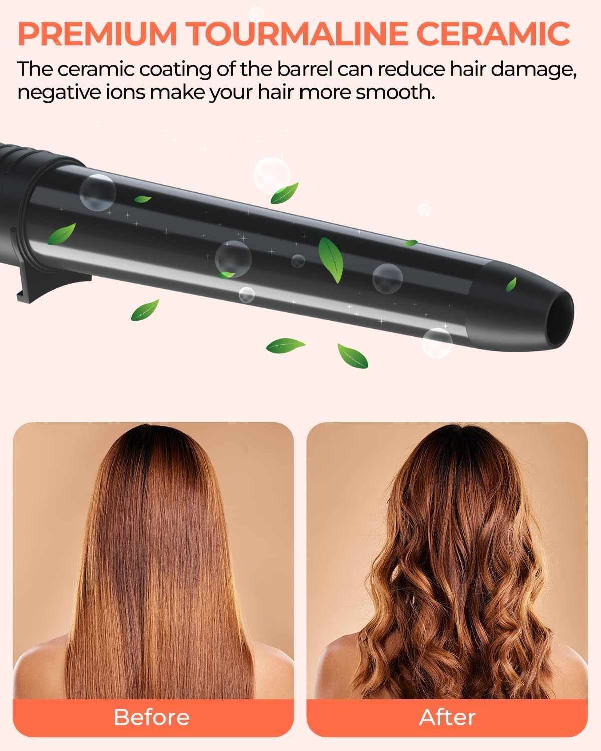 image:image7 in 1 Curling Wand Set Ohuhu Curling Iron Wand 7Pcs 035 to 125 Inch Interchangeable Ceramic Barrel Heat Protective Glove 2 Clips Dual Voltage Hair Curler Women BlackBlack