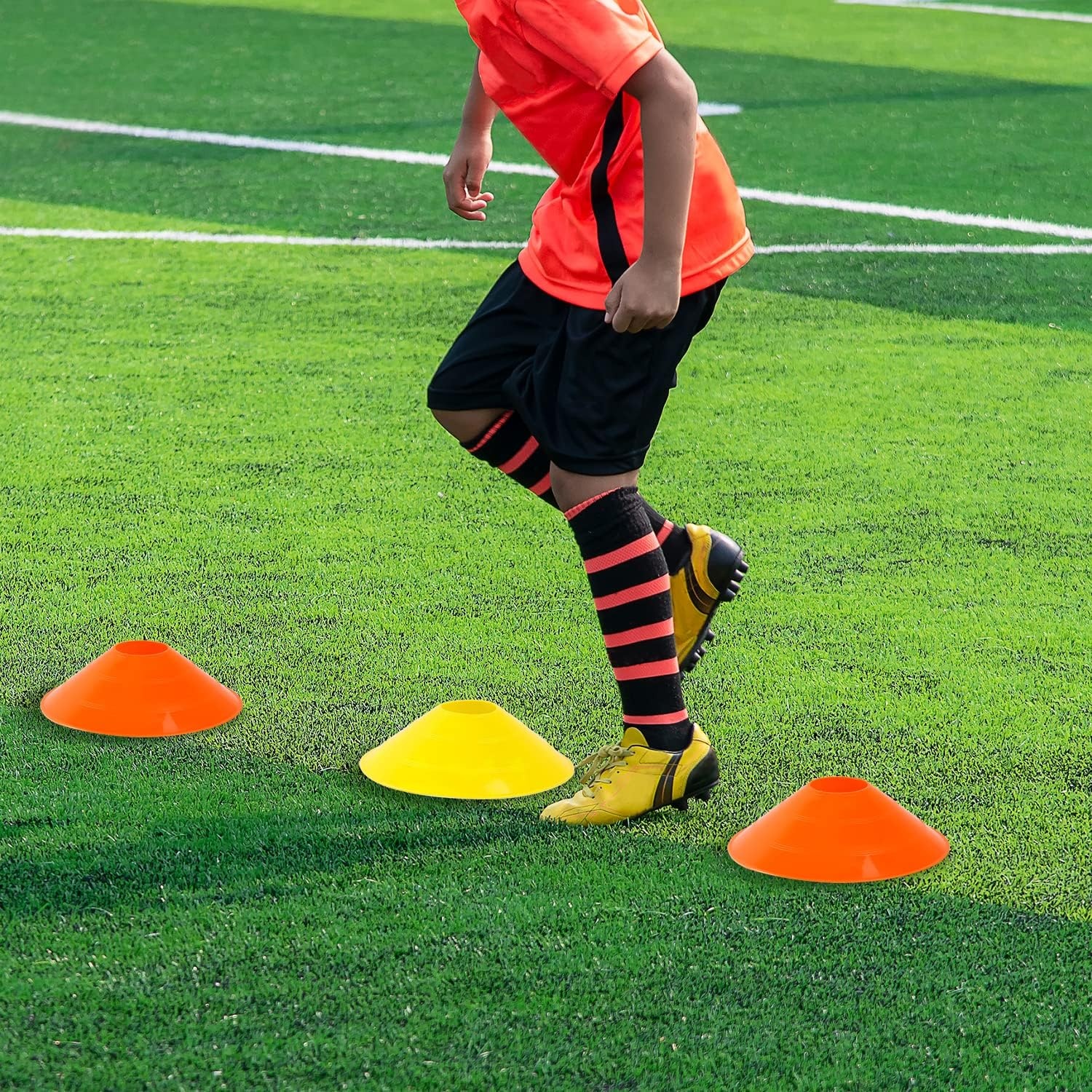 image:imageAgility Ladder Speed Training Set Ohuhu 12 Rung 20ft Soccer Training Equipment for Kids with 12 Cones 4 Steel Stakes Instruction Manual amp Carrying Bag for Football Exercise Sports Footwork Training