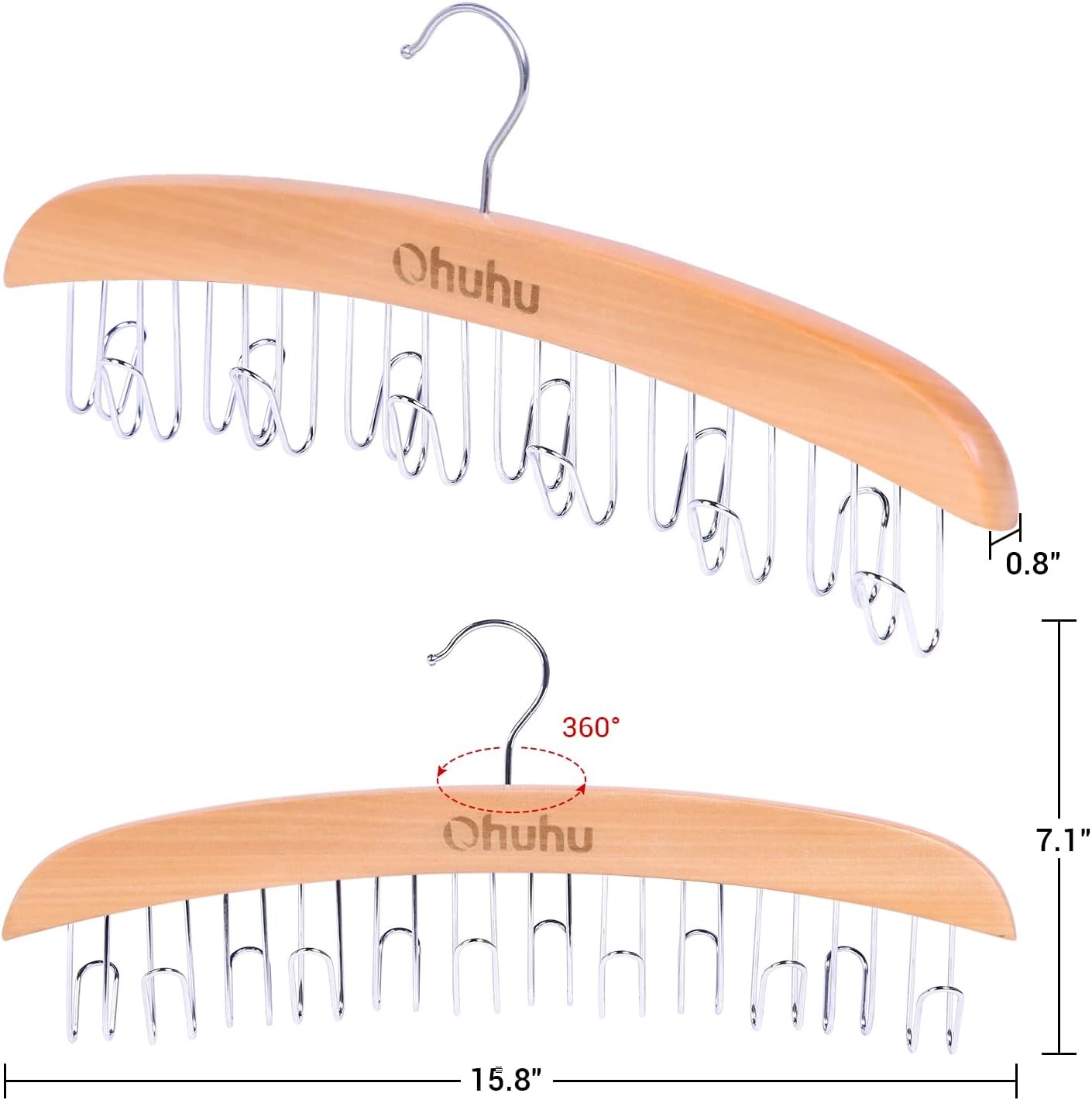 image:imageBelt Hanger Organizer for Closet Ohuhu 12 Hooks Max 36 Belts Tie Rack Wooden Belt Holder for Storage 360 Degree Rotating Space Saver Organizer for Men Women Belt Tie Scarf AccessoriesBurlywoodBurlywood2 Pack