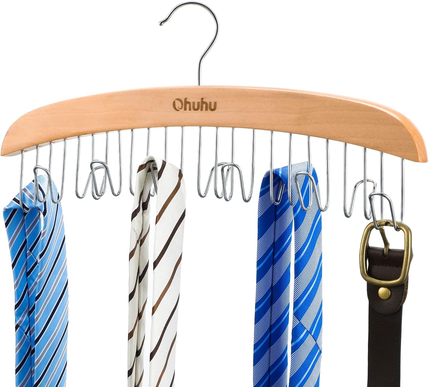 image:imageBelt Hanger Organizer for Closet Ohuhu 12 Hooks Max 36 Belts Tie Rack Wooden Belt Holder for Storage 360 Degree Rotating Space Saver Organizer for Men Women Belt Tie Scarf AccessoriesBurlywoodBurlywood