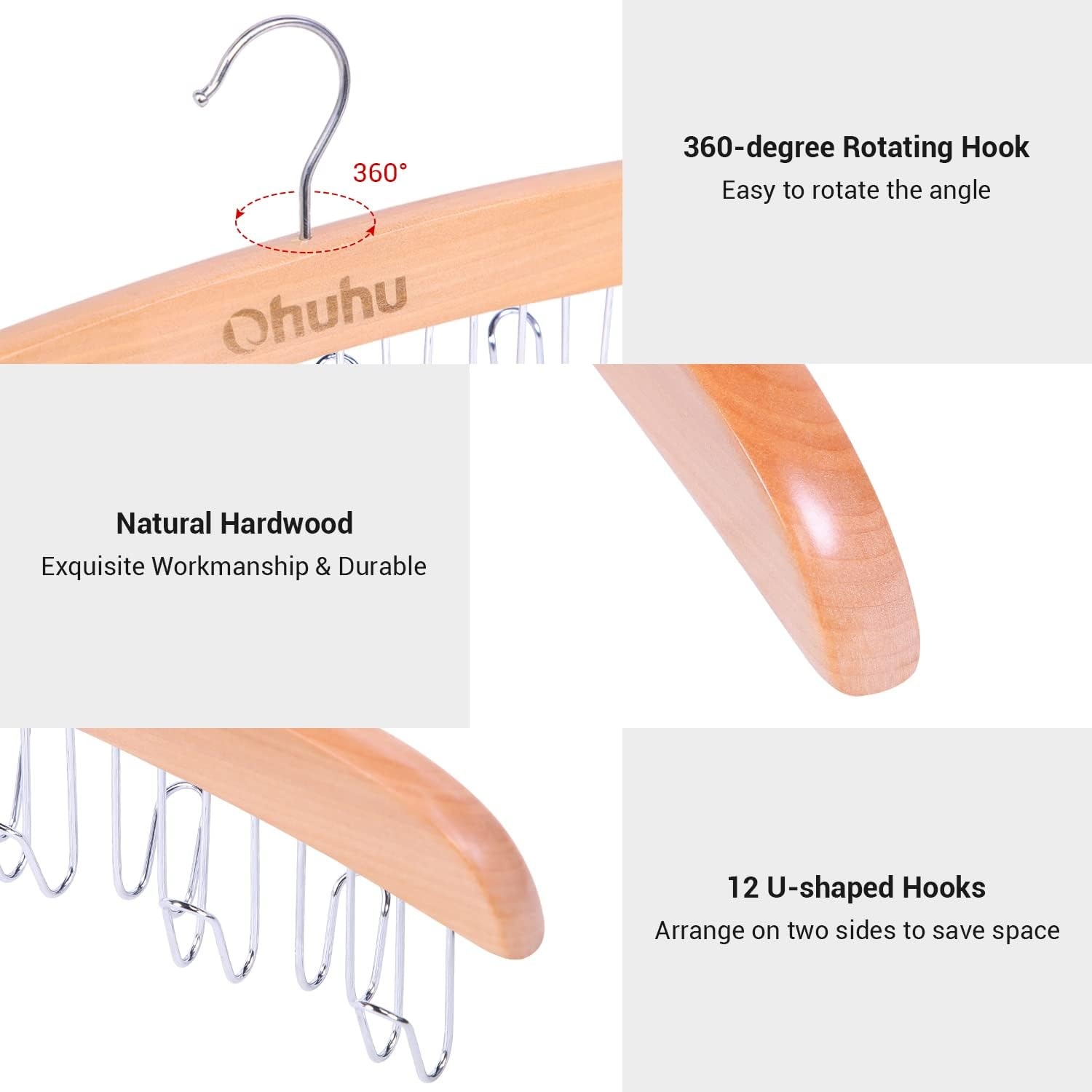 image:imageBelt Hanger Organizer for Closet Ohuhu 12 Hooks Max 36 Belts Tie Rack Wooden Belt Holder for Storage 360 Degree Rotating Space Saver Organizer for Men Women Belt Tie Scarf AccessoriesBurlywoodBurlywood2 Pack