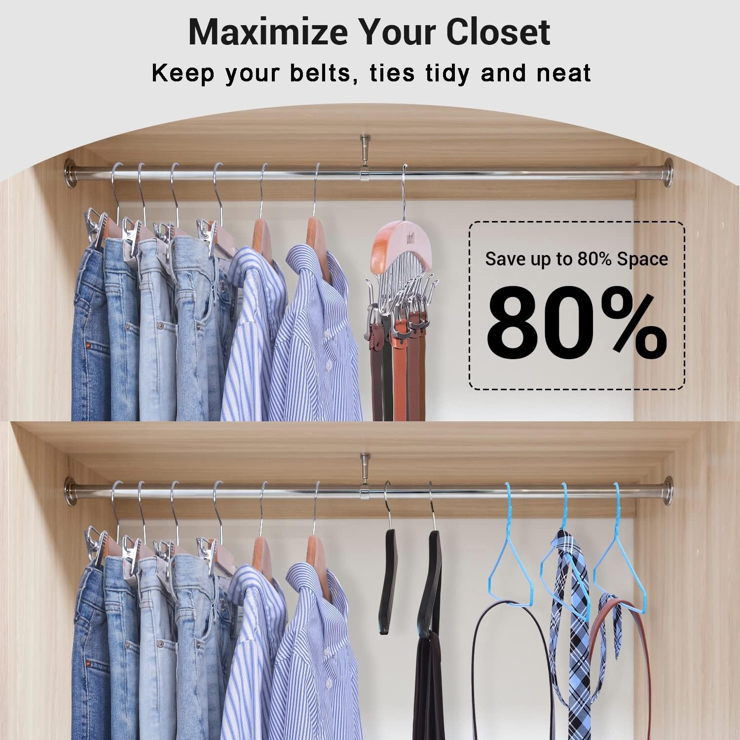 image:imageBelt Hanger Organizer for Closet Ohuhu 12 Hooks Max 36 Belts Tie Rack Wooden Belt Holder for Storage 360 Degree Rotating Space Saver Organizer for Men Women Belt Tie Scarf AccessoriesBurlywoodBurlywood