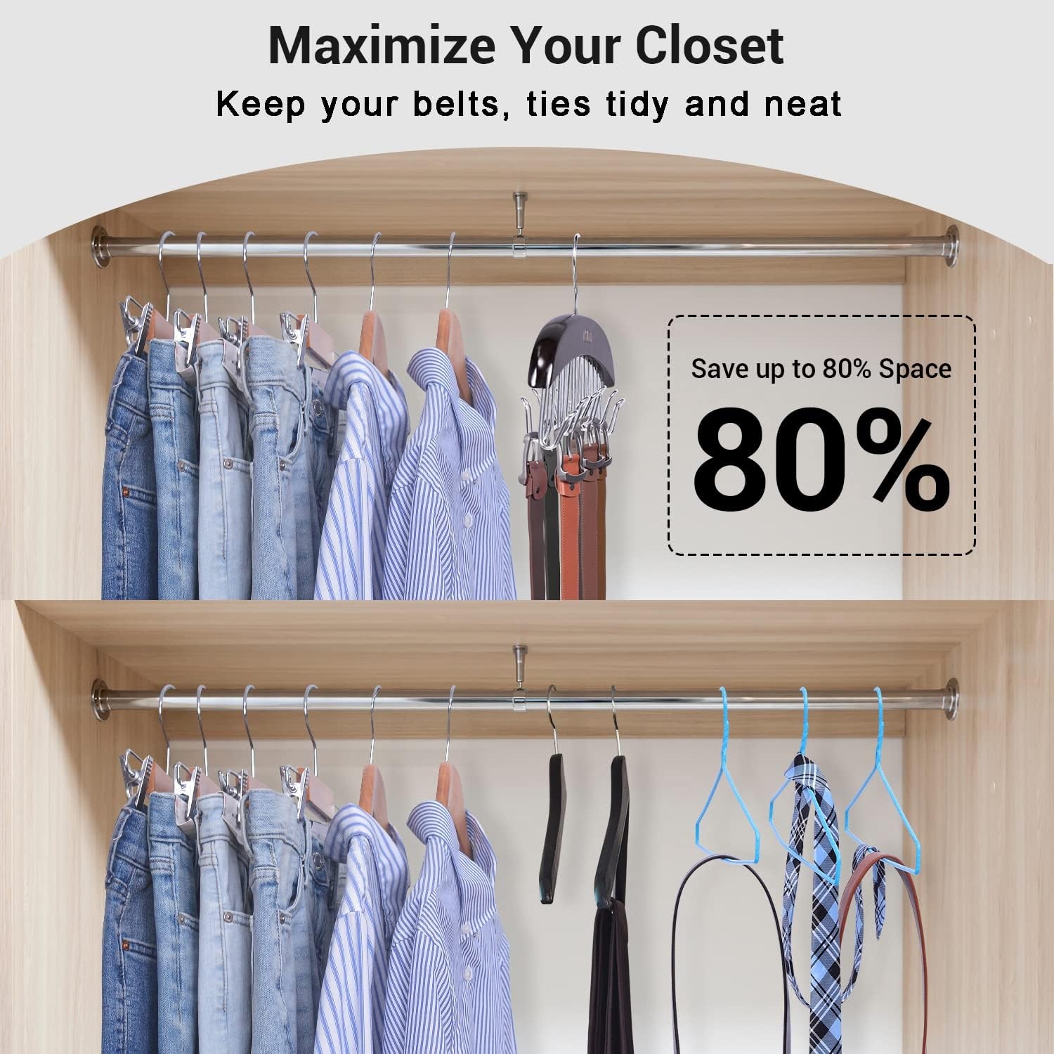 image:imageBelt Hanger Organizer for Closet Ohuhu 12 Hooks Max 36 Belts Tie Rack Wooden Belt Holder for Storage 360 Degree Rotating Space Saver Organizer for Men Women Belt Tie Scarf AccessoriesBurlywoodWalnut