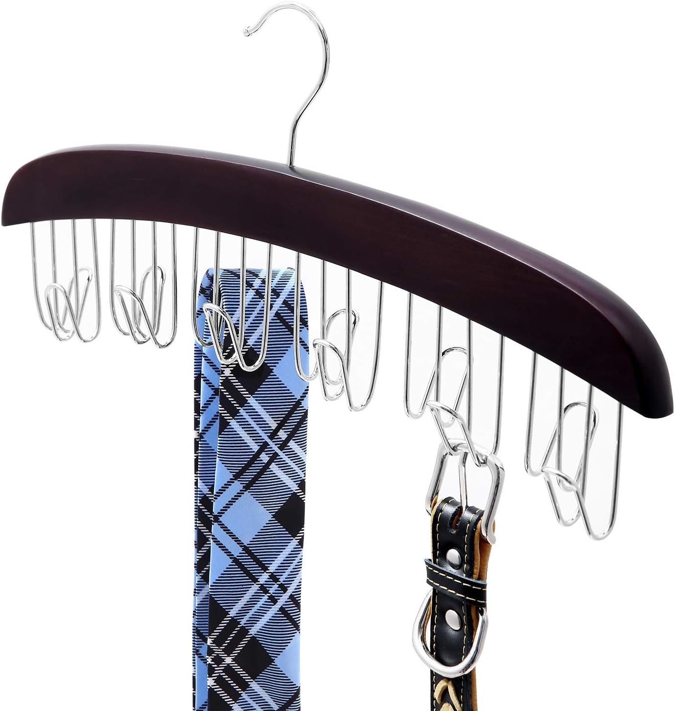 image:imageBelt Hanger Organizer for Closet Ohuhu 12 Hooks Max 36 Belts Tie Rack Wooden Belt Holder for Storage 360 Degree Rotating Space Saver Organizer for Men Women Belt Tie Scarf AccessoriesBurlywoodWalnut2 Pack