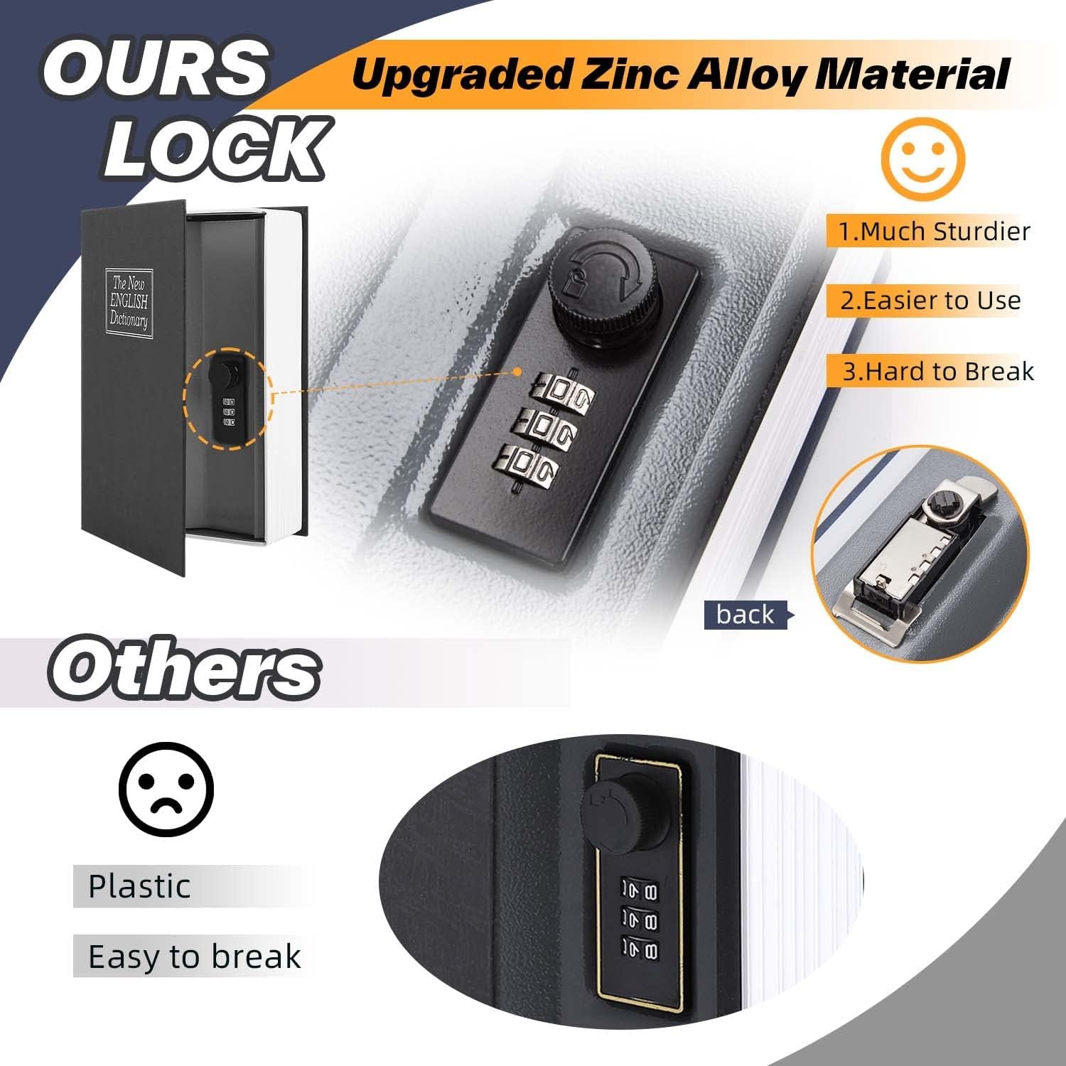 image:imageBook Safe Box with Combination Lock Ohuhu Upgrade Dictionary Diversion Safe Secret Hidden Box for Home Office Portable Safe Box for Money Cash Jewelry