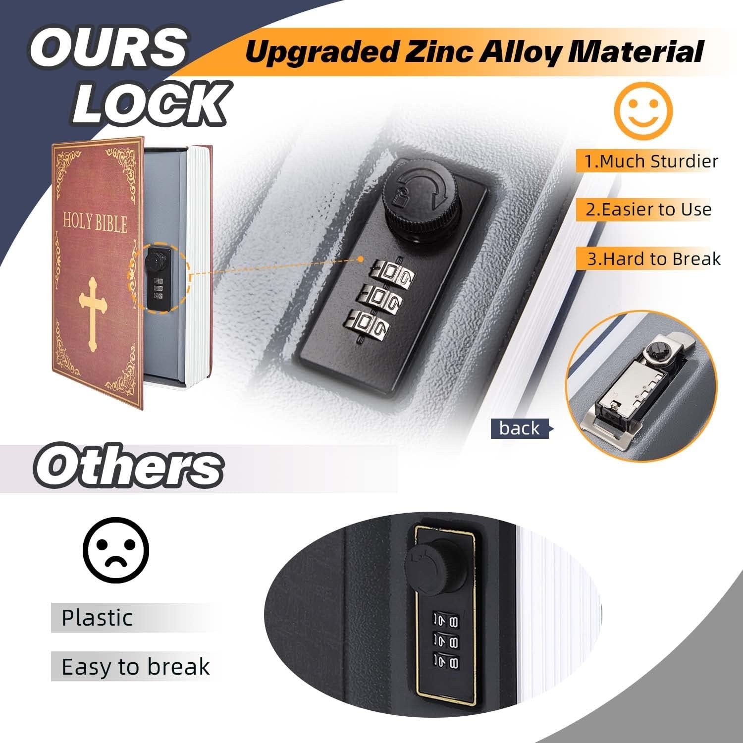 image:imageBook Safe Combination Lock Bible Ohuhu Secret Compartment Safe MultiUse Portable Storage Money for Home Safes Jewelry Documents or Valuables