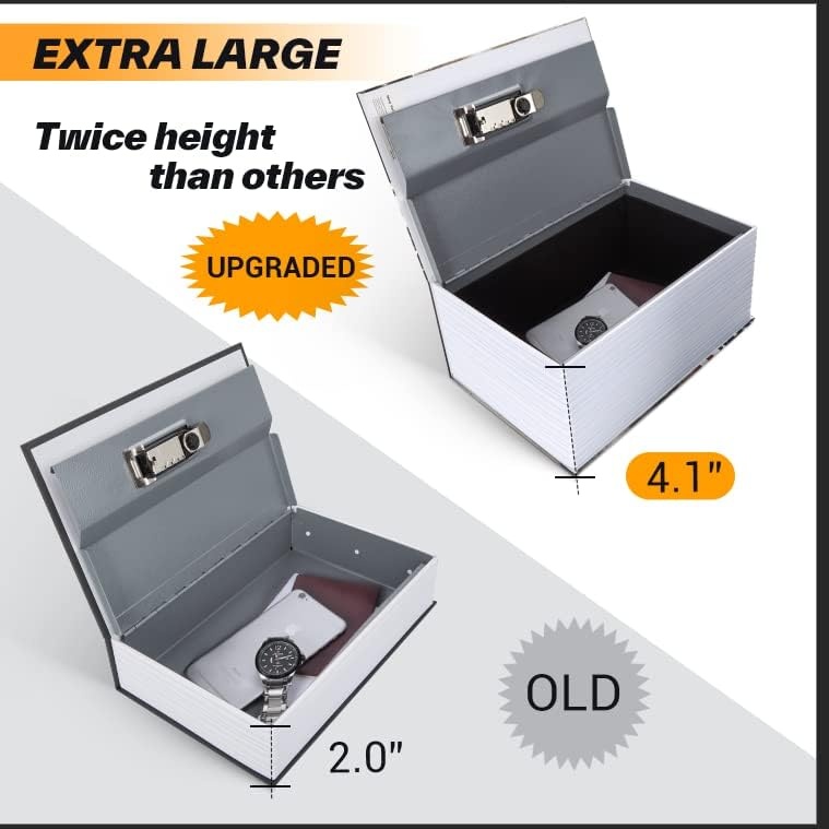 image:imageBook Safe Combination Lock Box Ohuhu Extra Large Diversion Secret Safe Hide Money Jewelry Key Containers Disguised Metal Lock Box Fake Book Concealment Furniture Hollow Case
