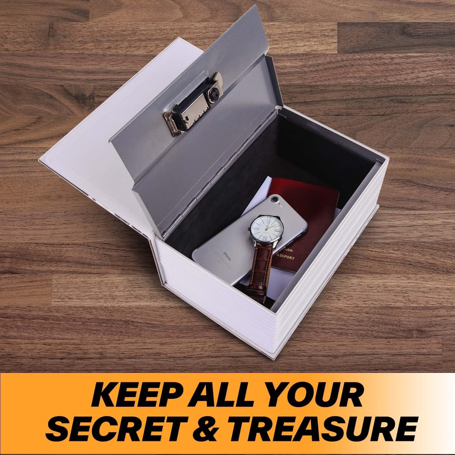 image:imageBook Safe Combination Lock Box Ohuhu Extra Large Diversion Secret Safe Hide Money Jewelry Key Containers Disguised Metal Lock Box Fake Book Concealment Furniture Hollow Case