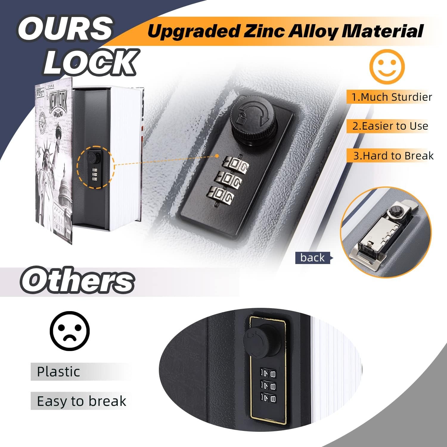 image:imageBook Safe Combination Lock Box Ohuhu Extra Large Diversion Secret Safe Hide Money Jewelry Key Containers Disguised Metal Lock Box Fake Book Concealment Furniture Hollow Case