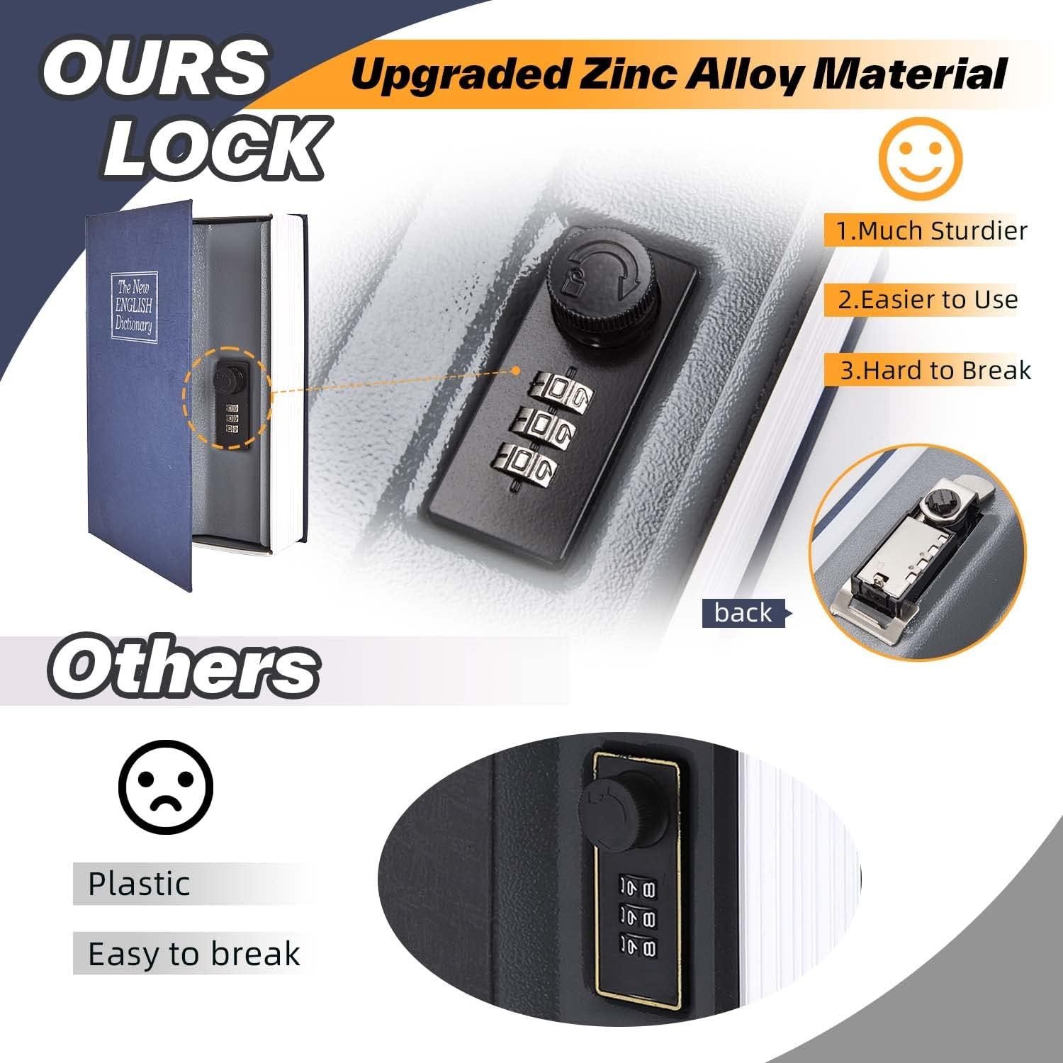 image:imageBook Safe Combination Lock Dictionary Ohuhu Diversion Secret Safe Portable Money Safe Lock Box Great for Money Jewelry and Passport