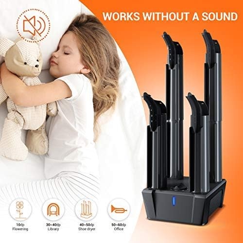 image:imageBoot Dryer Ohuhu Shoe Dryer 4 Brackets with Air Fan Timer Overheat Protection Electric Boot Dryer Boot Warmer Dryer with Heat Fast Dry Super Quiet for Gloves Hats Socks Ski Boots