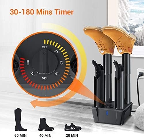 image:imageBoot Dryer Ohuhu Shoe Dryer 4 Brackets with Air Fan Timer Overheat Protection Electric Boot Dryer Boot Warmer Dryer with Heat Fast Dry Super Quiet for Gloves Hats Socks Ski Boots
