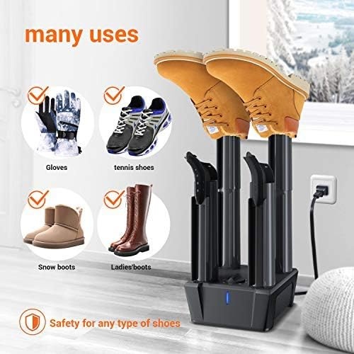 image:imageBoot Dryer Ohuhu Shoe Dryer 4 Brackets with Air Fan Timer Overheat Protection Electric Boot Dryer Boot Warmer Dryer with Heat Fast Dry Super Quiet for Gloves Hats Socks Ski Boots