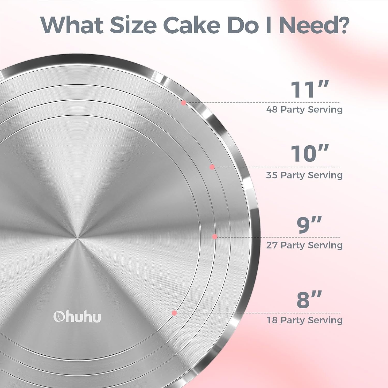 image:imageCake Turntable Ohuhu Aluminium 12 Cake Decorating Kit Supplies Rotating Stand Revolving Spinner with 2 Icing Spatula 3 Comb SmootherPink