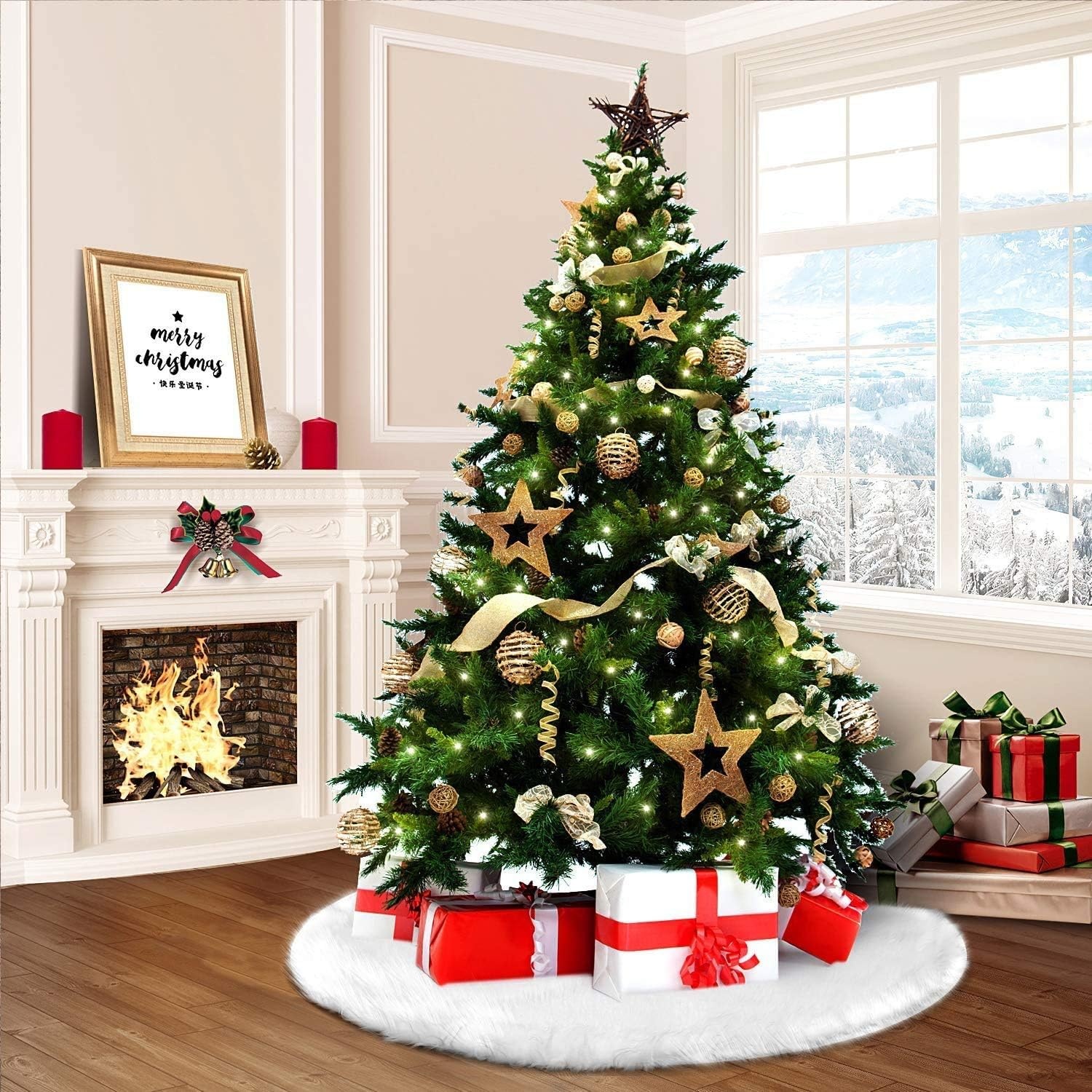 image:imageChristmas Tree Skirt Ohuhu 48 White Faux Fur Snowny Tree Skirts Christmas Decorations Plush Mat for Home Holiday Party Xmas Trees Ornaments Decor