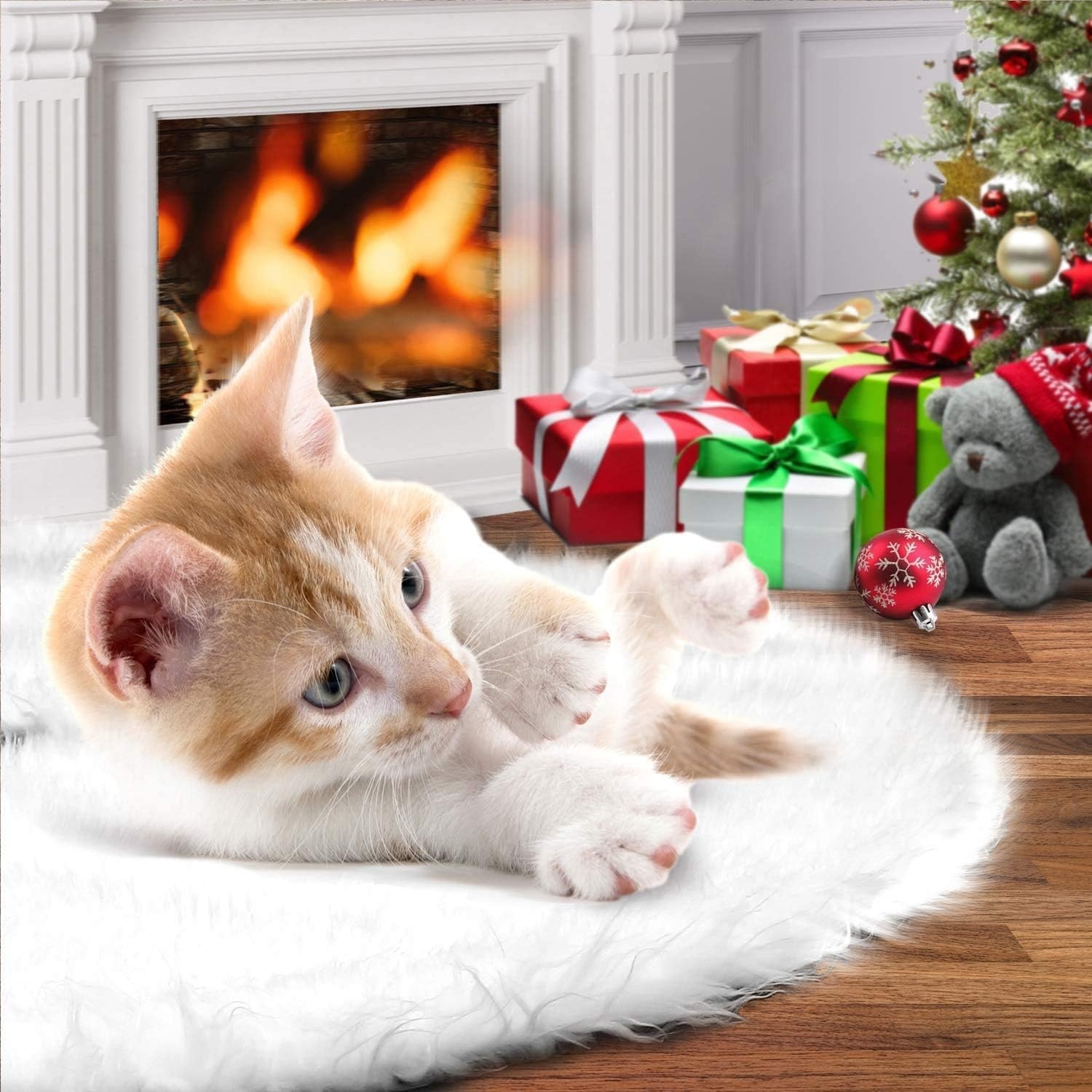 image:imageChristmas Tree Skirt Ohuhu 48 White Faux Fur Snowny Tree Skirts Christmas Decorations Plush Mat for Home Holiday Party Xmas Trees Ornaments Decor
