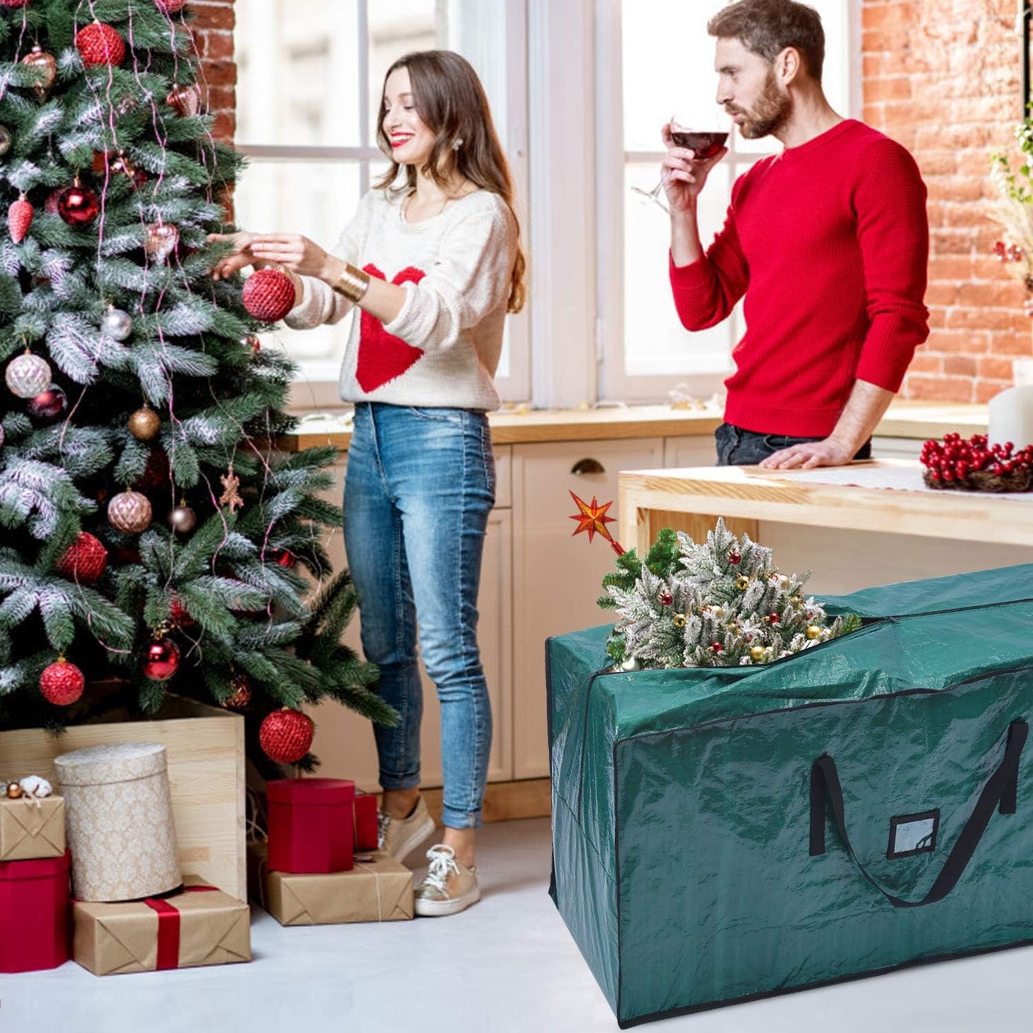 image:imageChristmas Tree Storage Bag Ohuhu Extra Large Christmas Tree Storage Multipurpose Storage Bag with Reinforced Handles Zipper Tear Proof Material for 6ft Artifical Tree