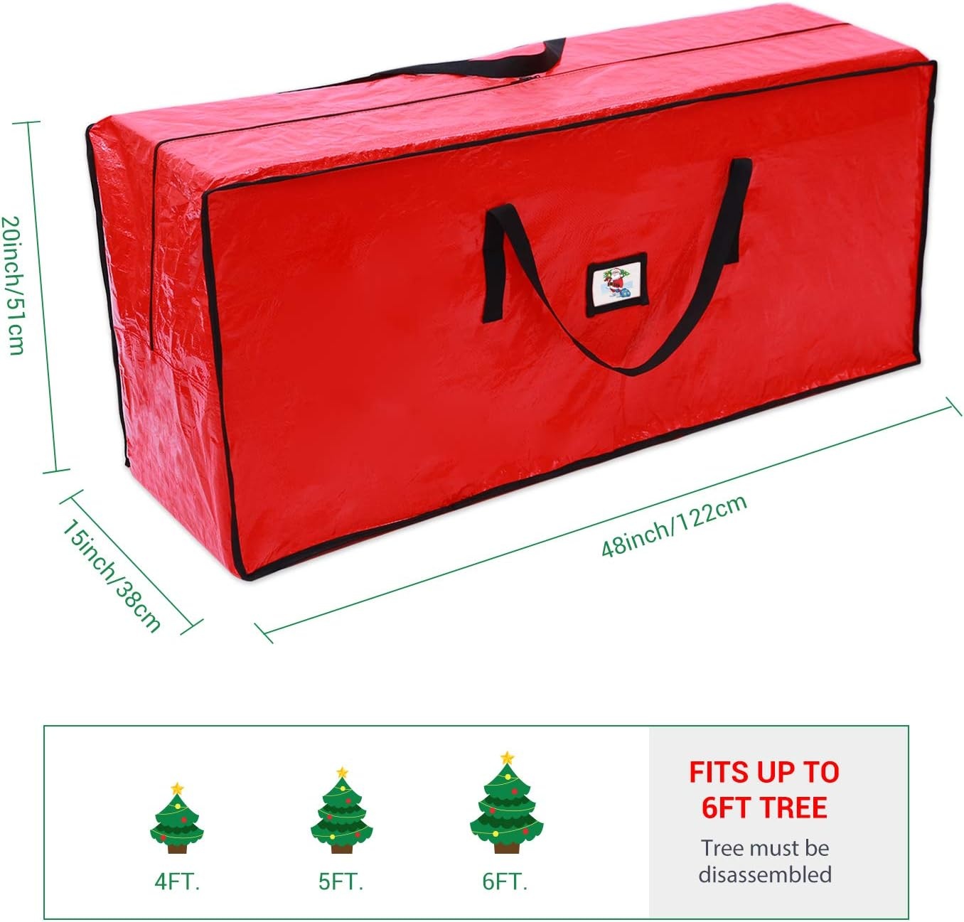 image:imageChristmas Tree Storage Bag OhuhuExtra Large Christmas Tree Storage Multipurpose Storage Bag with Reinforced Handles Zipper Tear Proof Material for Tree Storage 48 X 20 X 15 red