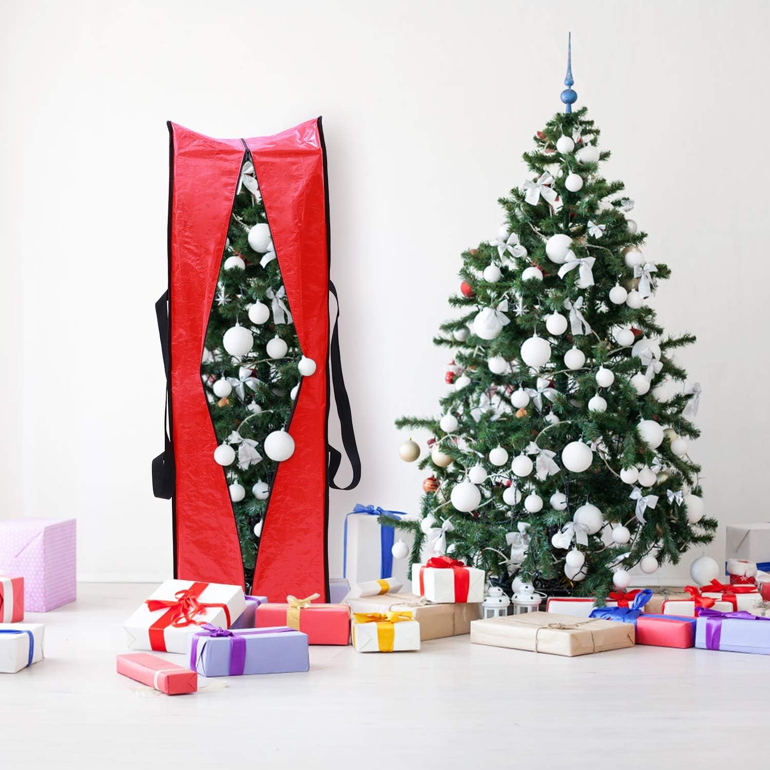 image:imageChristmas Tree Storage Bag OhuhuExtra Large Christmas Tree Storage Multipurpose Storage Bag with Reinforced Handles Zipper Tear Proof Material for Tree Storage 48 X 20 X 15 red