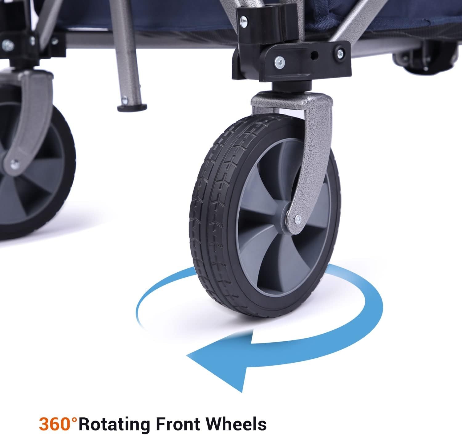 image:imageCollapsible Wagon Cart with Brake Ohuhu Durable Folding Wagons 220 LB Capacity Utility Foldable Cart Outdoor Grocery Shopping Carts with Removable Wheels 2 Drink Holders for Garden Camping Picnic