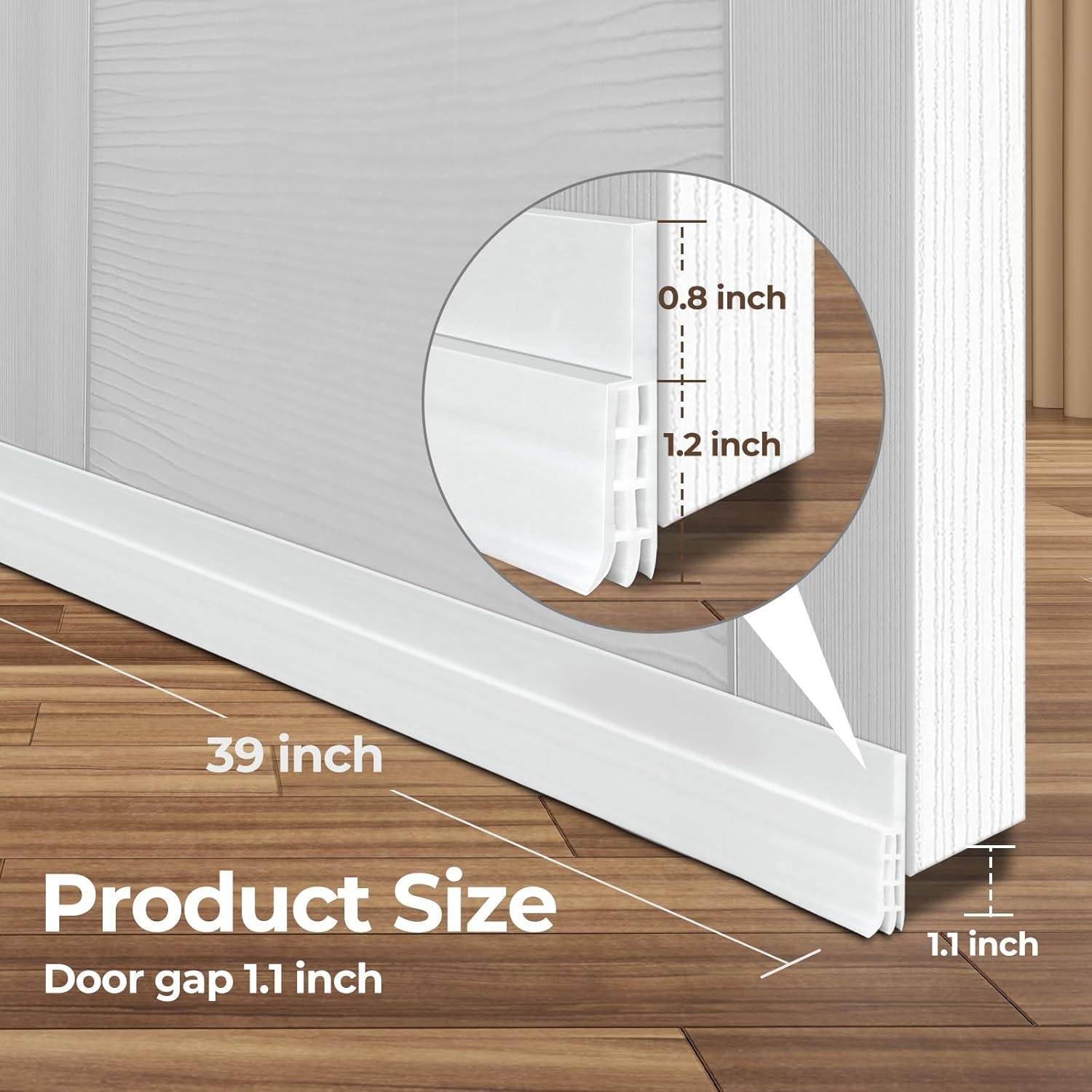 image:imageDoor Draft Stopper Under Door Sweep Ohuhu 2 Pack 37L x 145W Door Draft Blocker Weather Stripping for Exterior Interior Doors Door Seal Gap Filler Bottom Dust Noise Insulation Draft GuardWhite