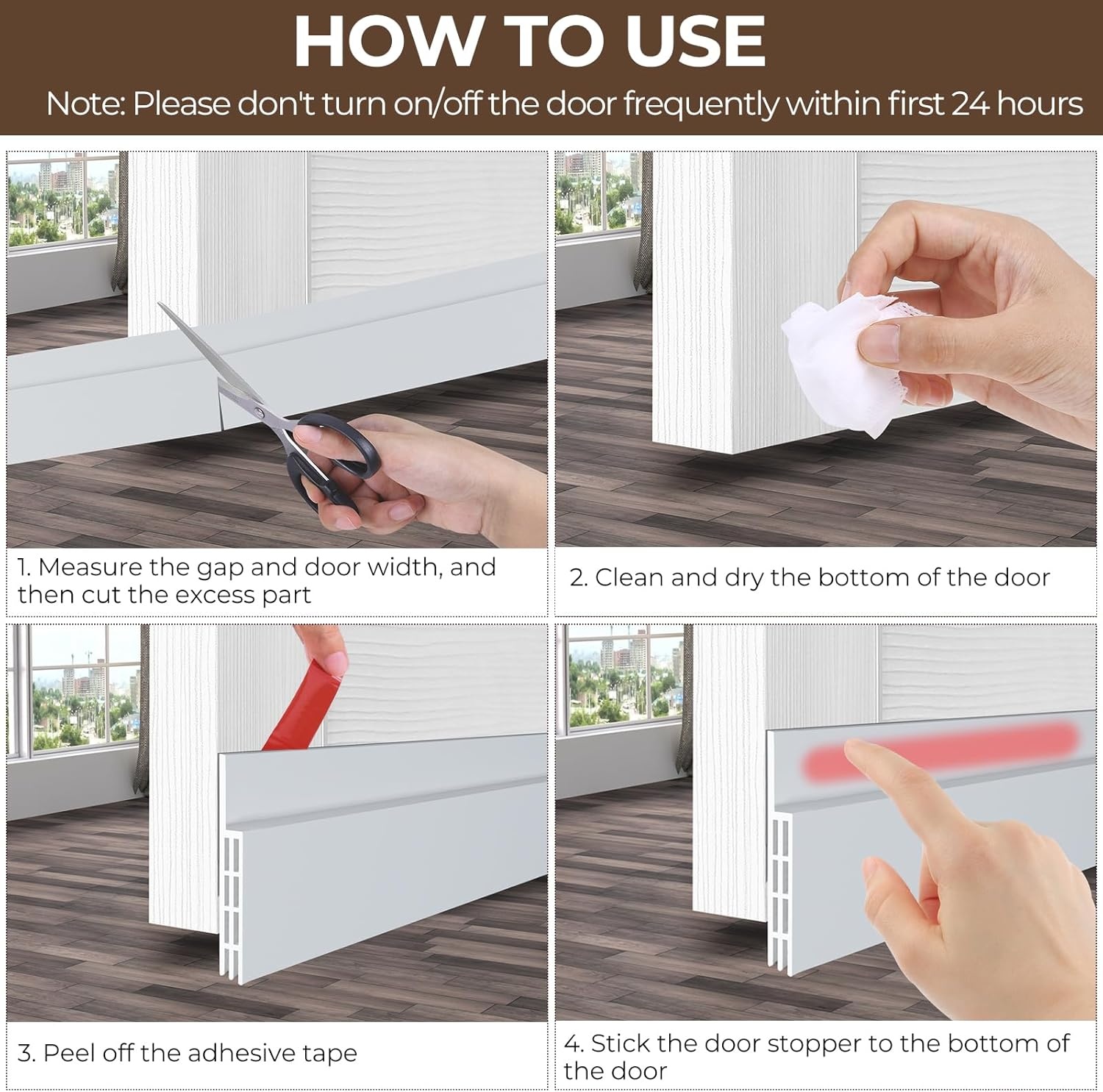image:imageDoor Draft Stopper Under Door Sweep Ohuhu 2 Pack 37L x 145W Door Draft Blocker Weather Stripping for Exterior Interior Doors Door Seal Gap Filler Bottom Dust Noise Insulation Draft GuardWhite