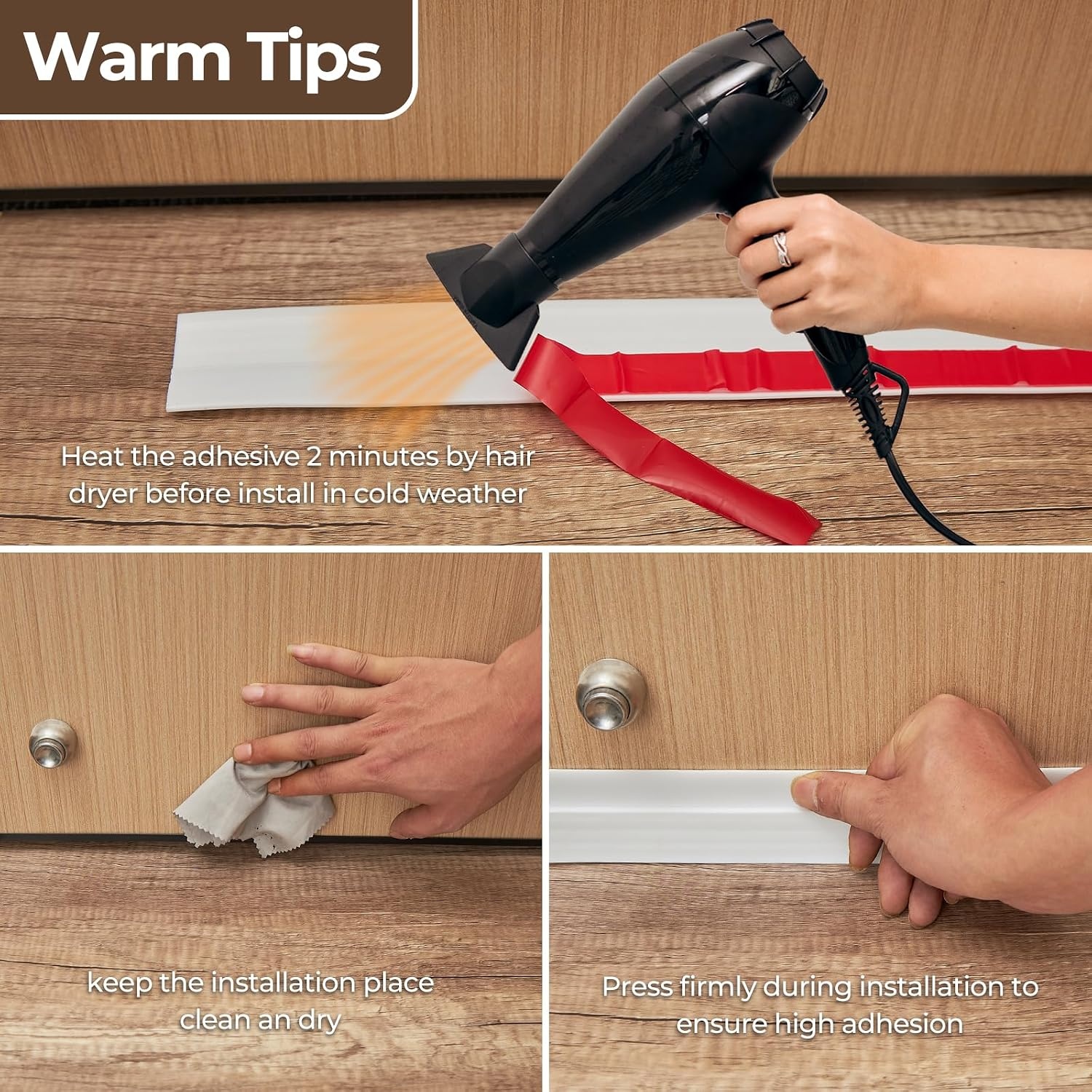 image:imageDoor Draft Stopper Under Door Sweep Ohuhu 2 Pack 37L x 145W Door Draft Blocker Weather Stripping for Exterior Interior Doors Door Seal Gap Filler Bottom Dust Noise Insulation Draft GuardWhite