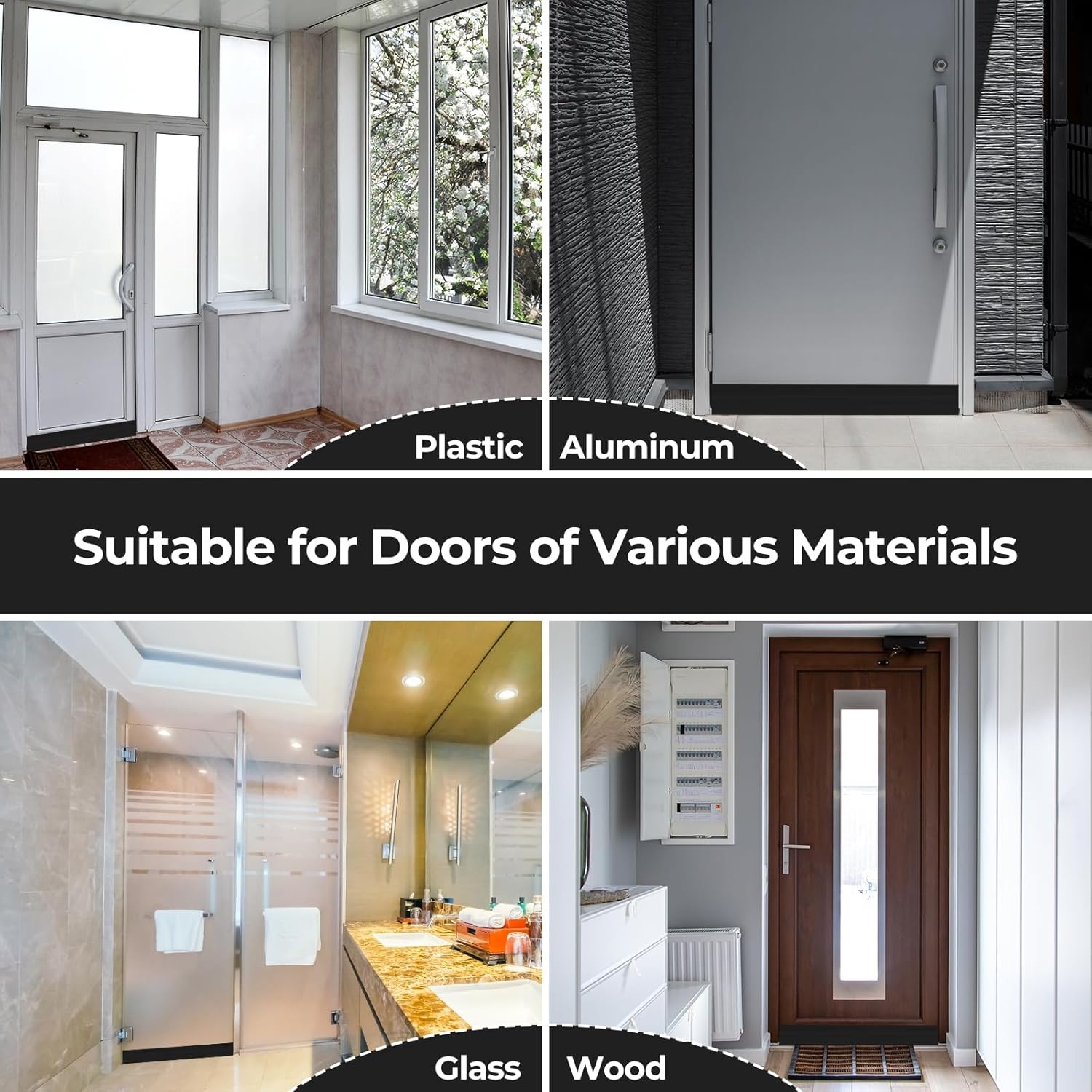image:imageDoor Draft Stopper Under Door Sweep Ohuhu 2 Pack 37 L x 145W Door Draft Blocker Weather Stripping for Exterior Interior Doors Door Seal Gap Filler Bottom Dust Noise Insulation Draft GuardBlack