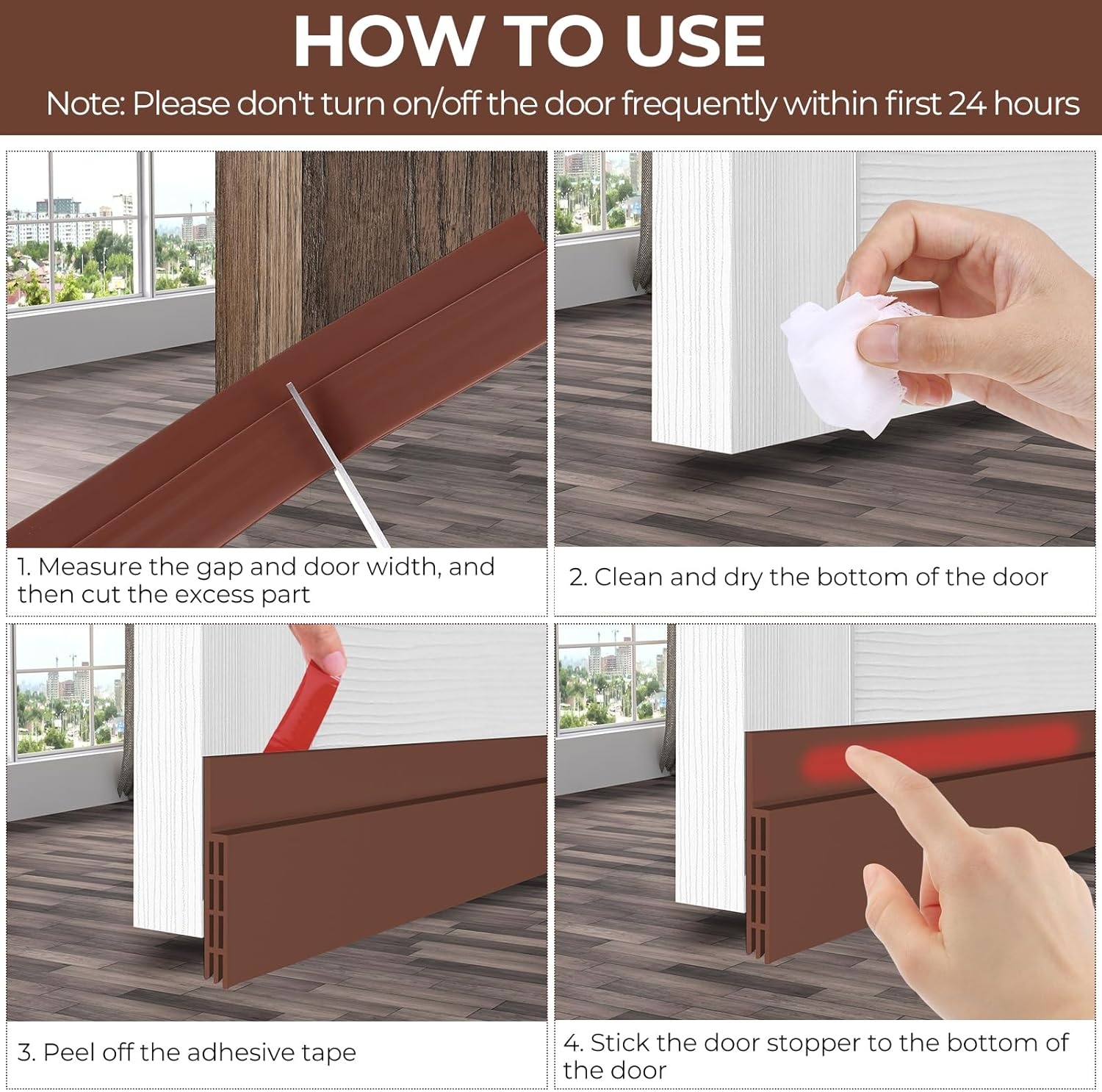 image:imageDoor Draft Stopper Weather Stripping Ohuhu Under Door Bottom Seal Strip Sweep Blocker Gap Filler Flexible Noise Insulation Draft Guard for Bottom of Door Garage Brown 39 L x2 W39 L x2 W