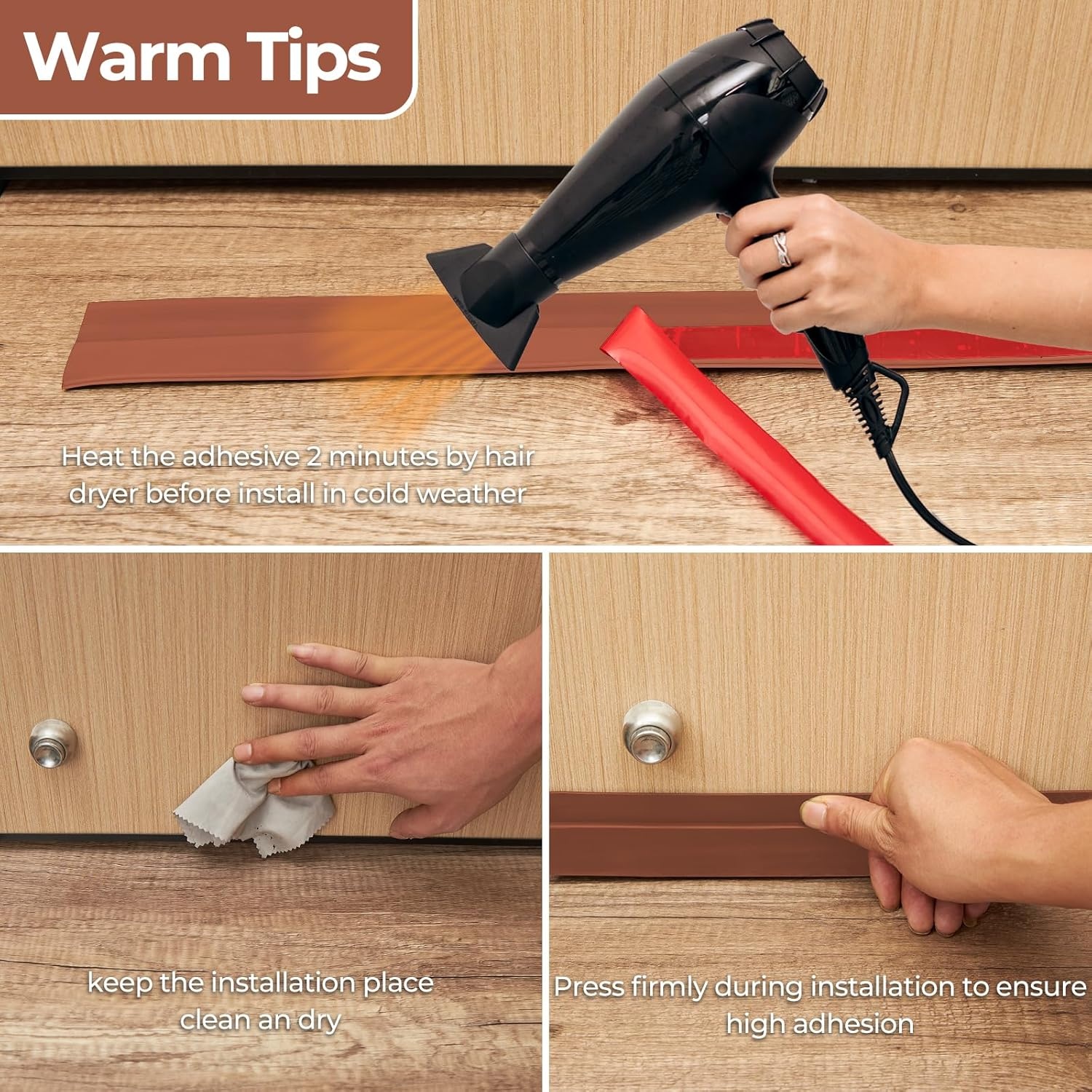 image:imageDoor Draft Stopper Weather Stripping Ohuhu Under Door Bottom Seal Strip Sweep Blocker Gap Filler Flexible Noise Insulation Draft Guard for Bottom of Door Garage Brown 39 L x2 W39 L x2 W