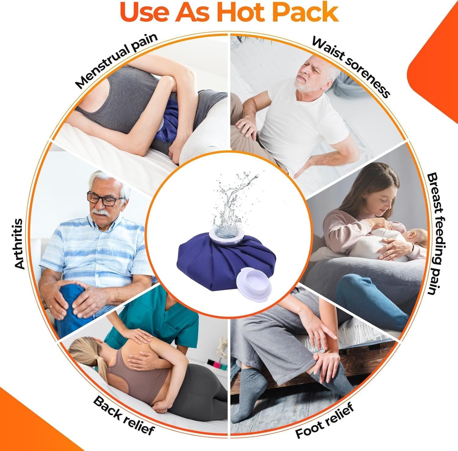 image:imageIce Bags for Injuries Reusable Ohuhu 3 Packs Ice Cold Packs with 2 Wrap Ice Bag Hot Water Hot amp Cold Therapy Pain Relief for Knee Leg Injury NoLeak Waterproof Ice Bags 3 Sizes 6911 Light BlueBlue 3pack