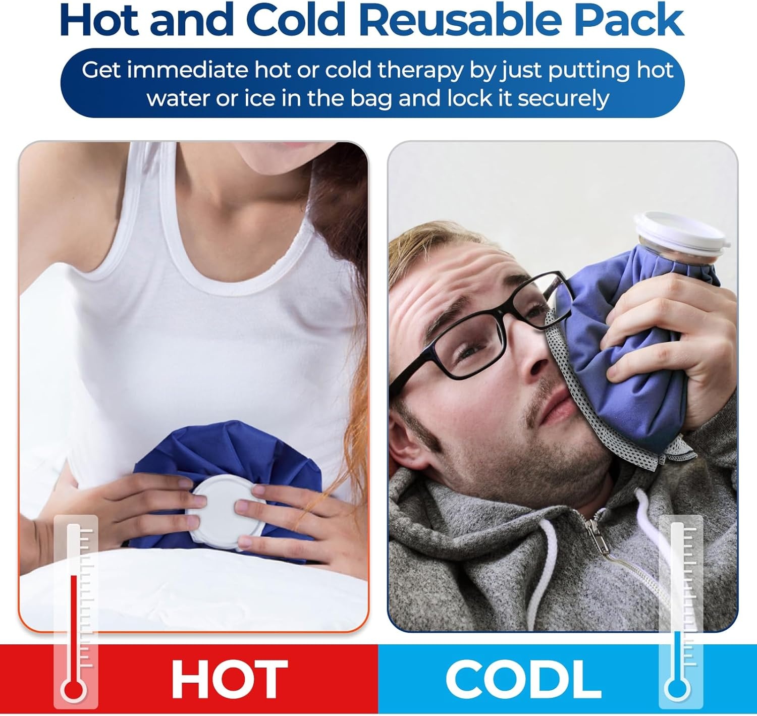 image:imageIce Bags for Injuries Reusable Ohuhu 3 Packs Ice Cold Packs with 2 Wrap Ice Bag Hot Water Hot amp Cold Therapy Pain Relief for Knee Leg Injury NoLeak Waterproof Ice Bags 3 Sizes 6911 Light BlueBlue 9 Single