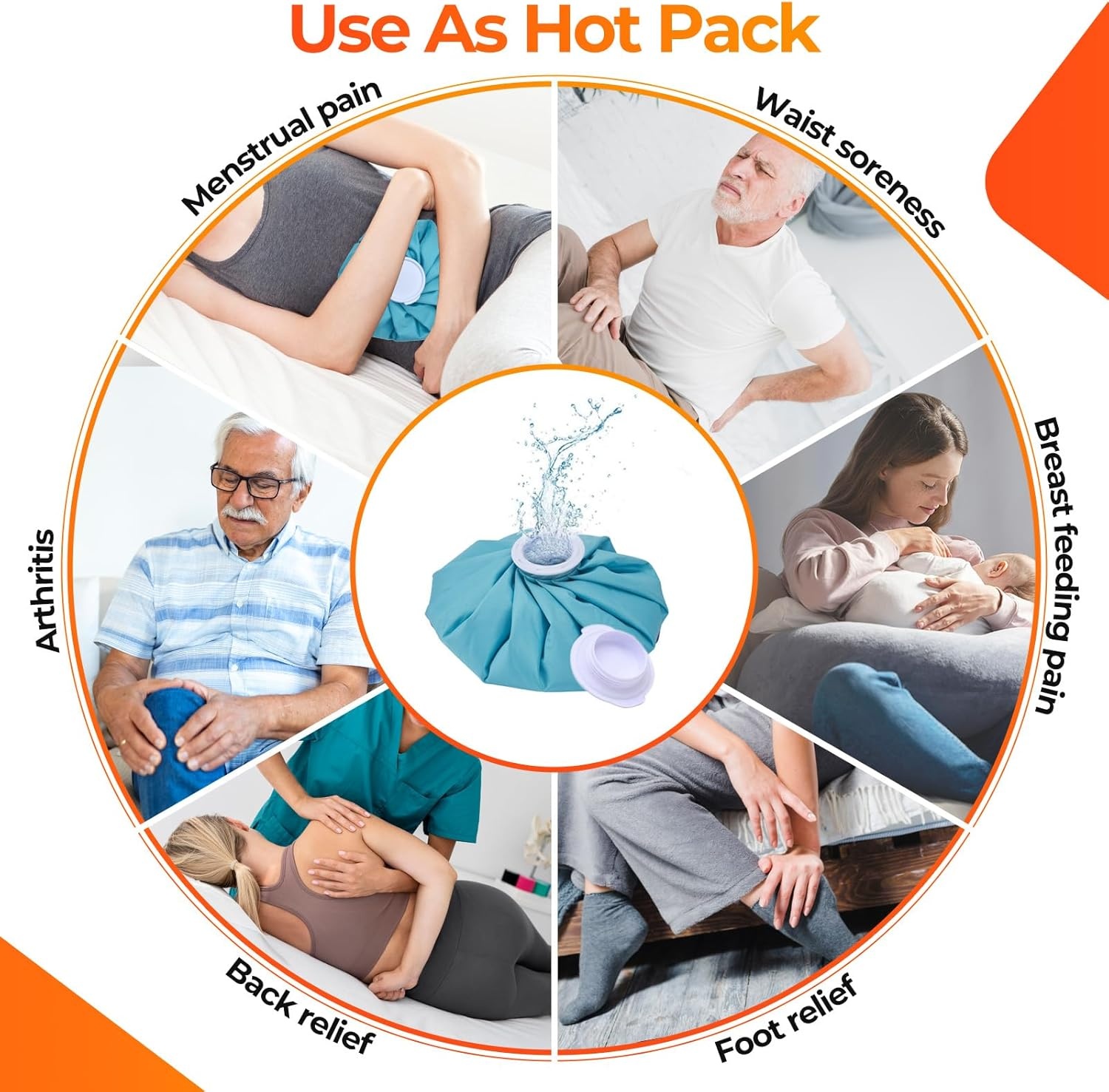 image:imageIce Bags for Injuries Reusable Ohuhu 3 Packs Ice Cold Packs with 2 Wrap Ice Bag Hot Water Hot amp Cold Therapy Pain Relief for Knee Leg Injury NoLeak Waterproof Ice Bags 3 Sizes 6911 Light BlueLight Blue 3pack