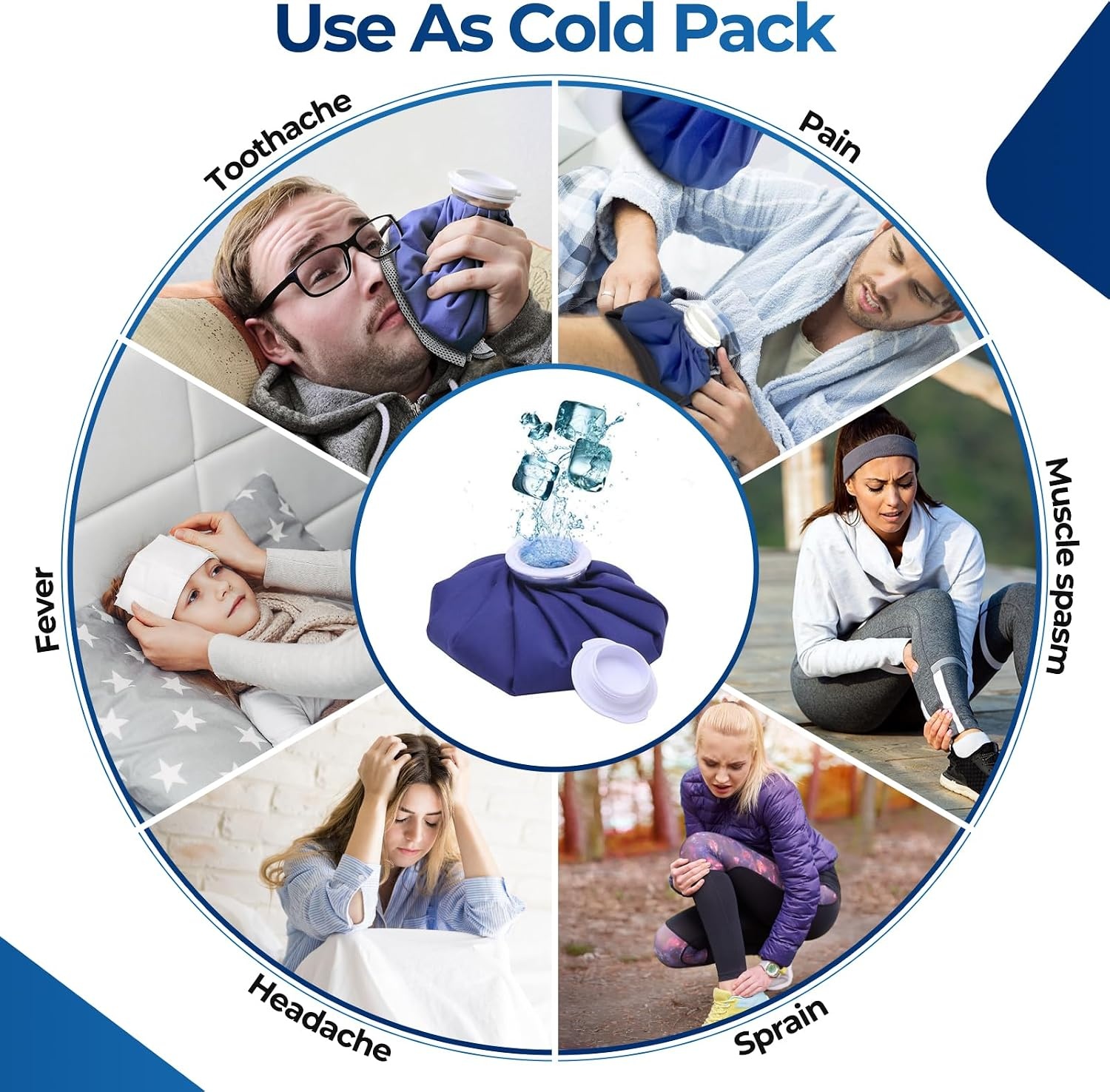 image:imageIce Bags for Injuries Reusable Ohuhu 3 Packs Ice Cold Packs with 2 Wrap Ice Bag Hot Water Hot amp Cold Therapy Pain Relief for Knee Leg Injury NoLeak Waterproof Ice Bags 3 Sizes 6911 Light BlueBlue 3pack