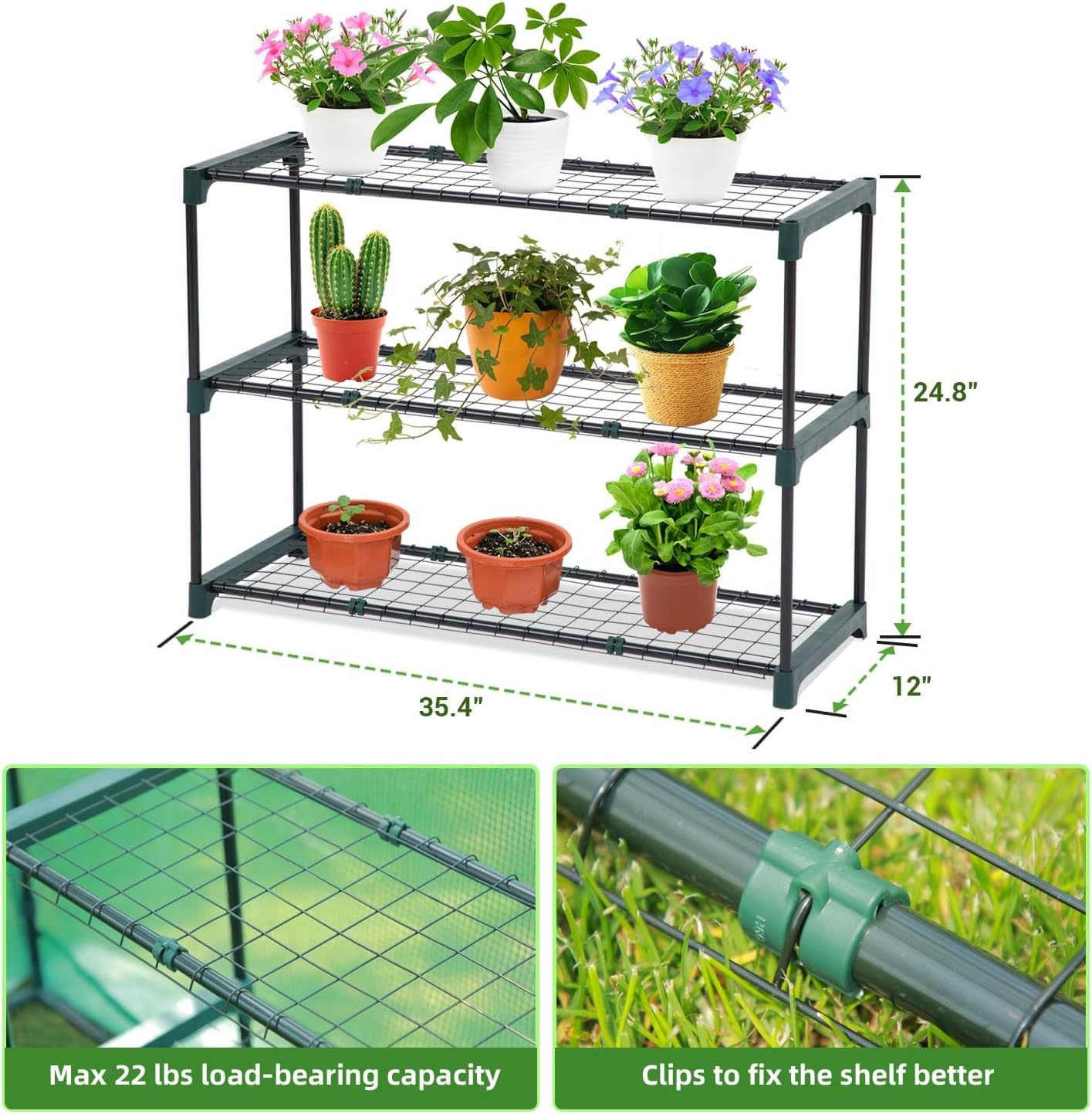image:imageLeanto Greenhouse with 3Tier Shelves Ohuhu Portable Walkin Wall Mounted Green House with Mesh Windows 79x39x83 Large Greenhouses with 2 RollUp Zipper Doors Reinforced Structure for OutdoorsGreen