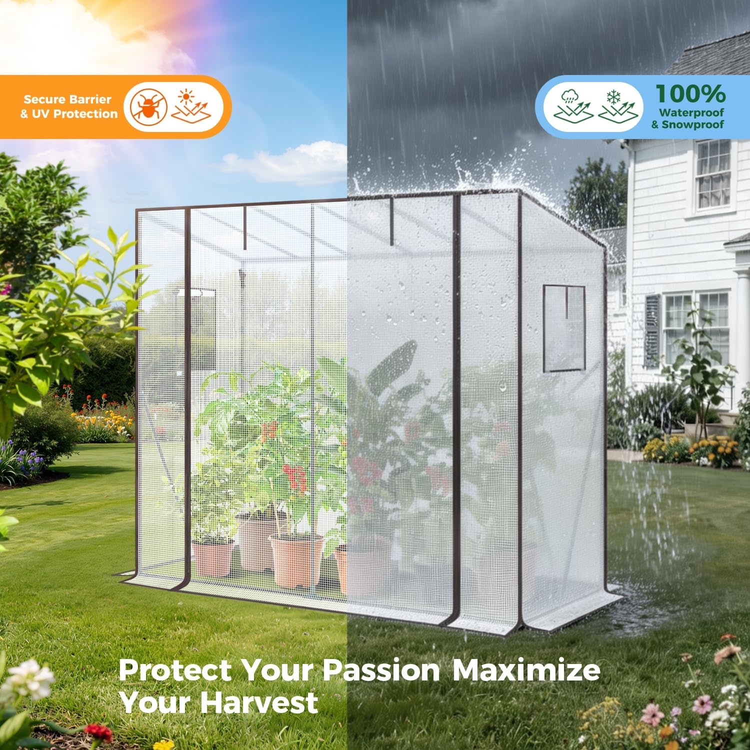 image:imageLeanto Greenhouse with 3Tier Shelves Ohuhu Portable Walkin Wall Mounted Green House with Mesh Windows 79x39x83 Large Greenhouses with 2 RollUp Zipper Doors Reinforced Structure for OutdoorsWhite