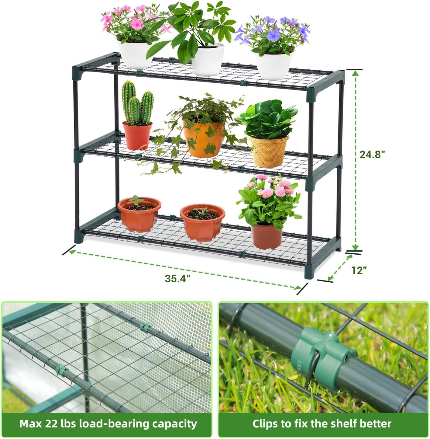image:imageLeanto Greenhouse with 3Tier Shelves Ohuhu Portable Walkin Wall Mounted Green House with Mesh Windows 79x39x83 Large Greenhouses with 2 RollUp Zipper Doors Reinforced Structure for OutdoorsWhite