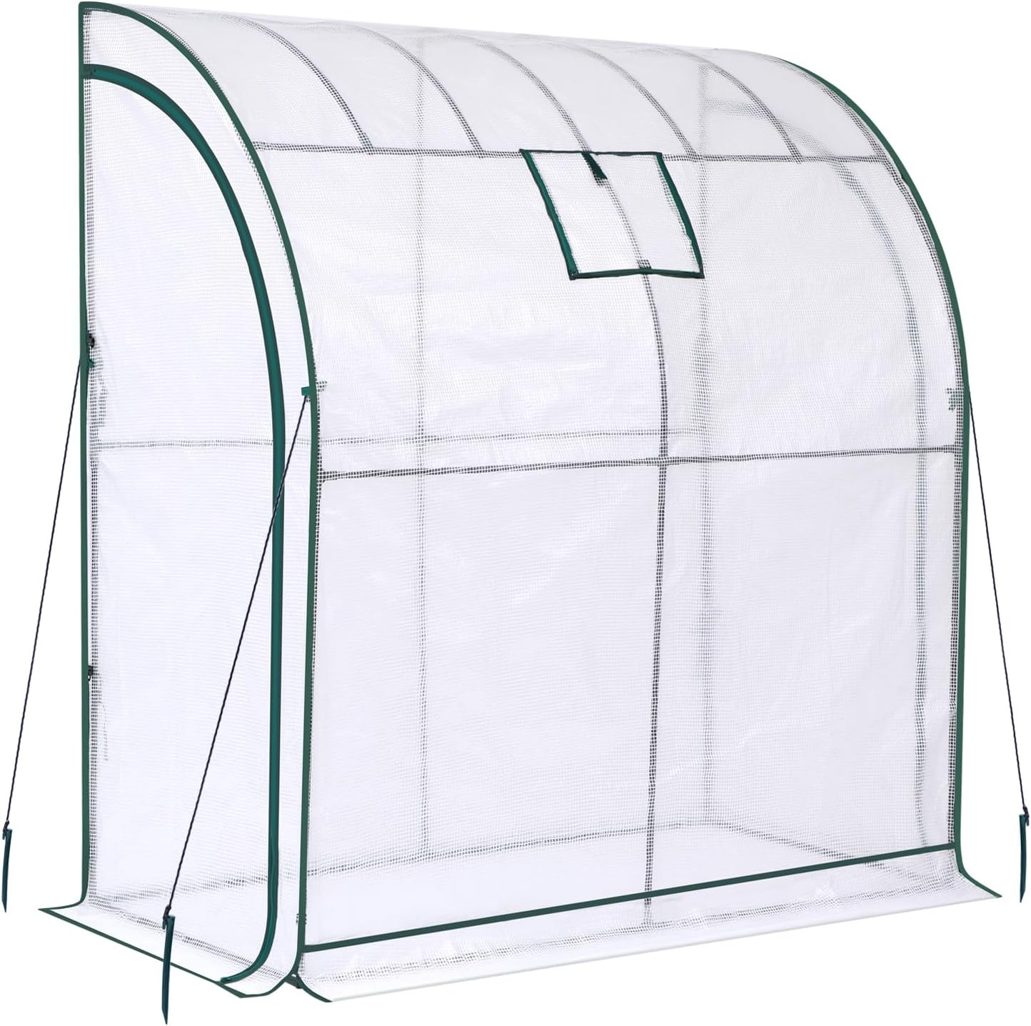 image:imageLeanto Greenhouse with 3Tier Shelves Ohuhu Portable Walkin Wall Mounted Green House with Mesh Windows 79x39x83 Large Greenhouses with 2 RollUp Zipper Doors Reinforced Structure for OutdoorsWhite