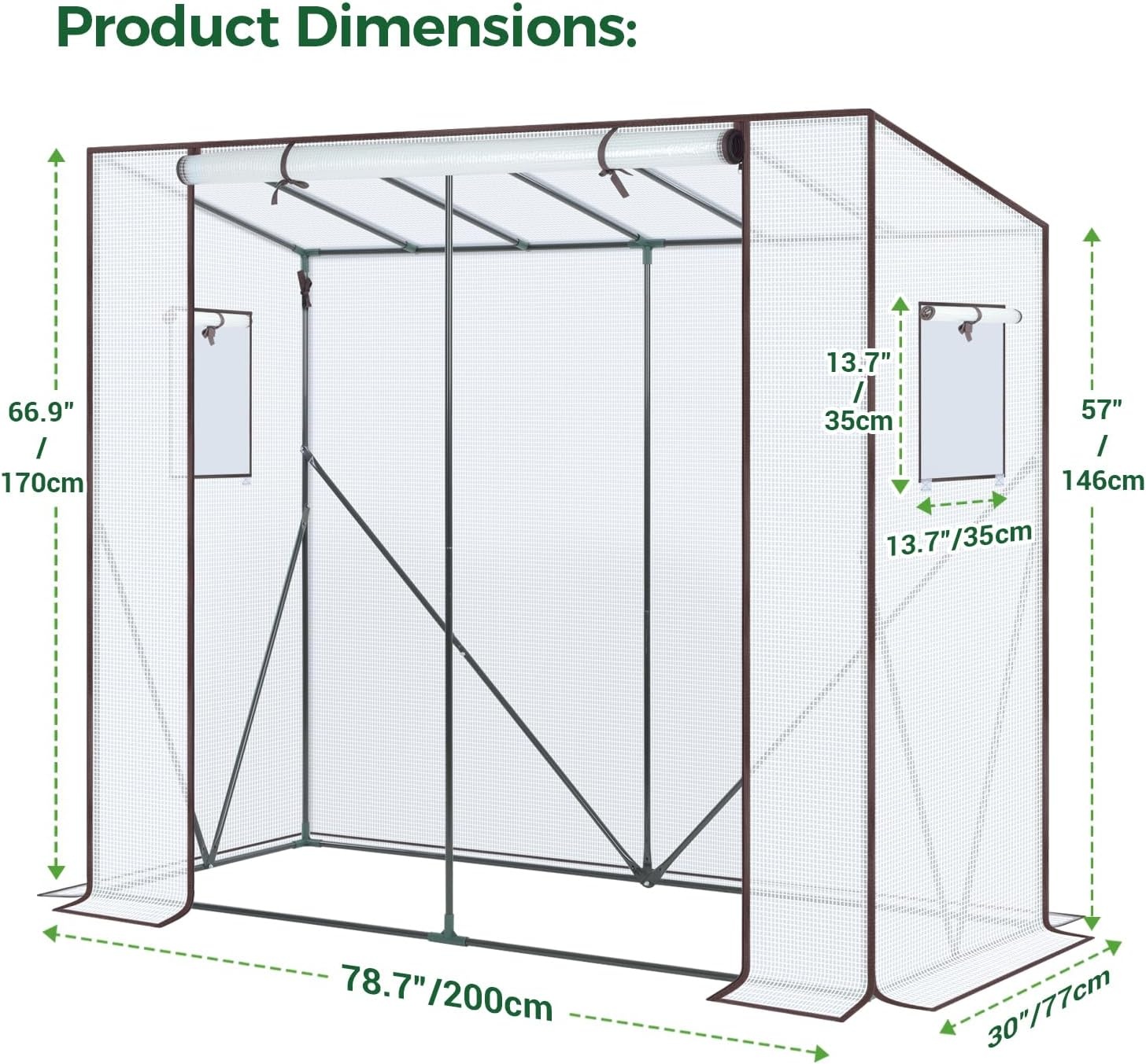 image:imageLeanto Greenhouse with 3Tier Shelves Ohuhu Portable Walkin Wall Mounted Green House with Mesh Windows 79x39x83 Large Greenhouses with 2 RollUp Zipper Doors Reinforced Structure for OutdoorsWhite