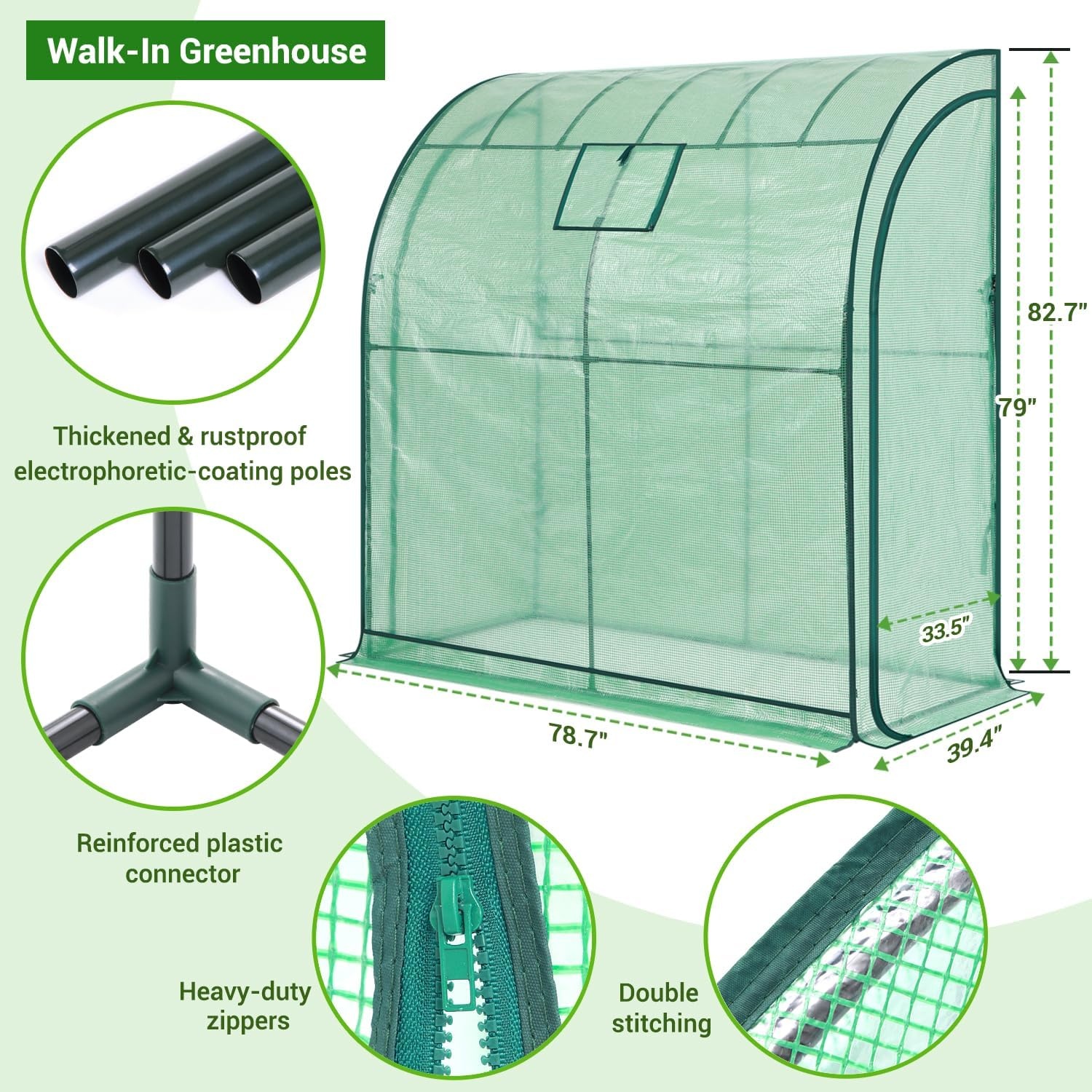 image:imageLeanto Greenhouse with 3Tier Shelves Ohuhu Portable Walkin Wall Mounted Green House with Mesh Windows 79x39x83 Large Greenhouses with 2 RollUp Zipper Doors Reinforced Structure for OutdoorsGreen