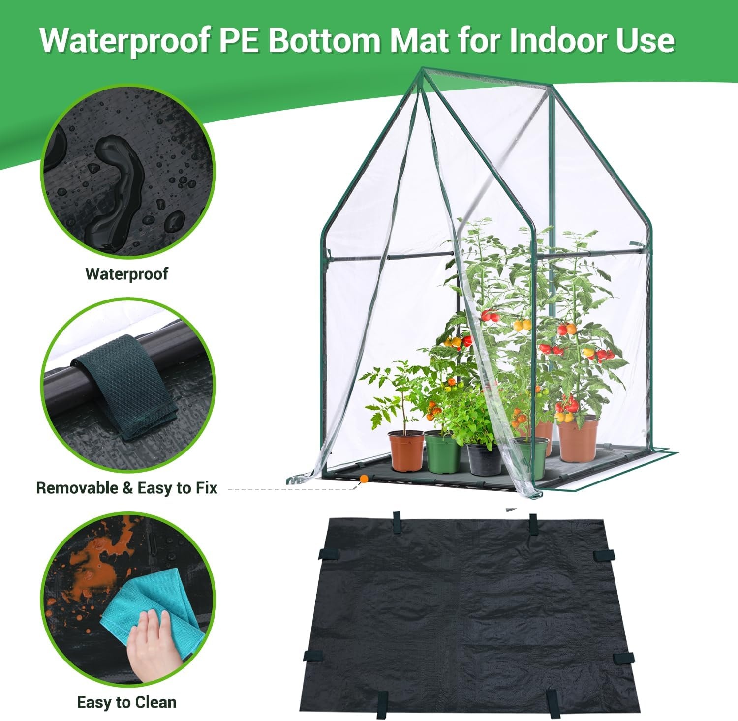 image:imageMini Greenhouse for Indoor Outdoor Ohuhu Portable Green House with Waterproof Pad for Small Plants Nursery Germination 36x36x585 HeavyDuty PVC Cover Tent Humidity Dome Seedling AccessoryClear