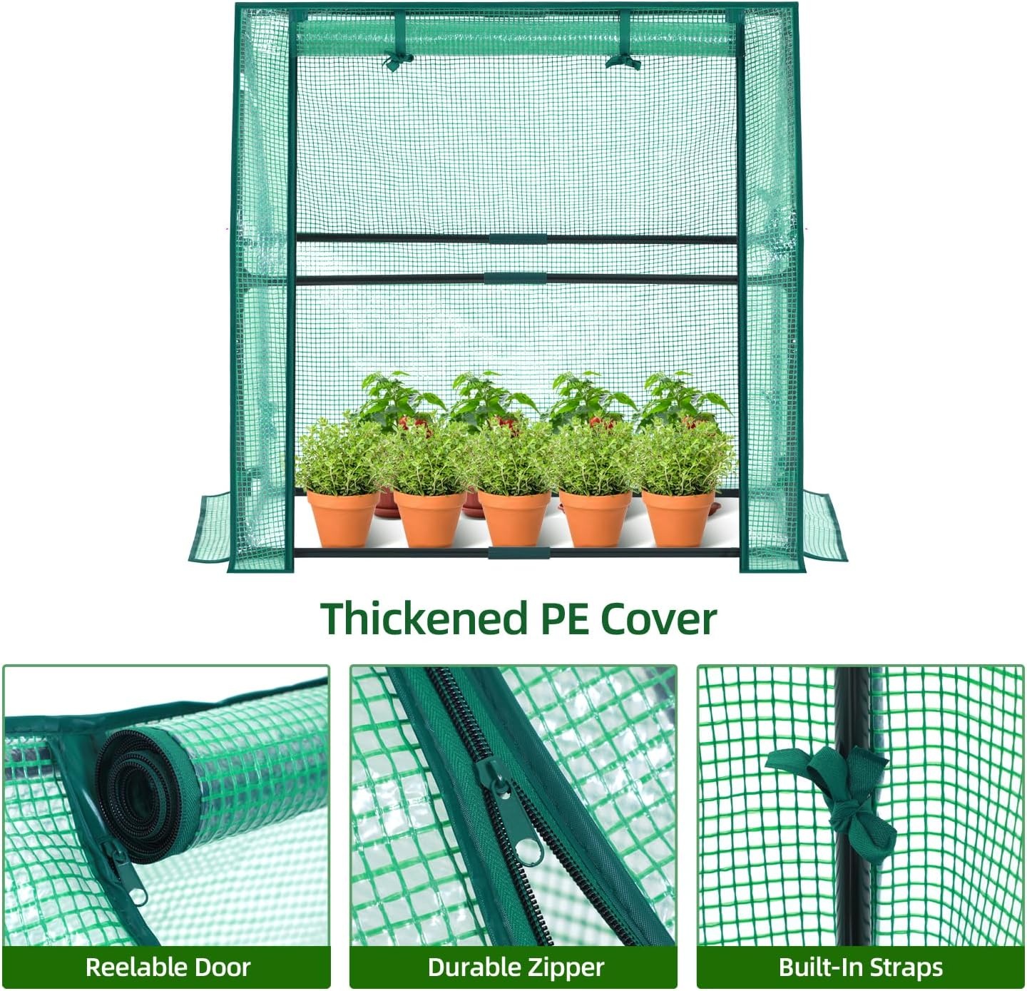 image:imageMini Greenhouse for Indoor Outdoor Ohuhu Portable Green House with Waterproof Pad for Small Plants Nursery Germination 36x36x585 HeavyDuty PVC Cover Tent Humidity Dome Seedling AccessoryGreen