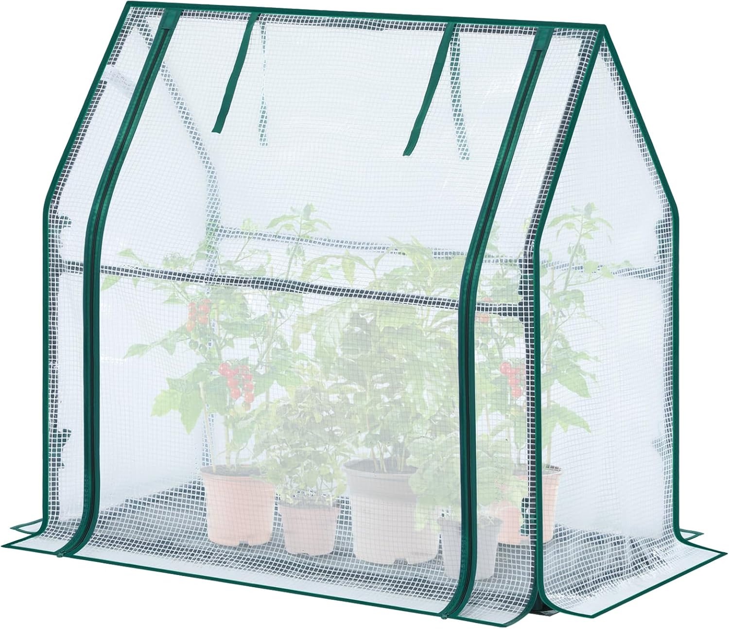 image:imageMini Greenhouse for Indoor Outdoor Ohuhu Portable Green House with Waterproof Pad for Small Plants Nursery Germination 36x36x585 HeavyDuty PVC Cover Tent Humidity Dome Seedling AccessoryWhite