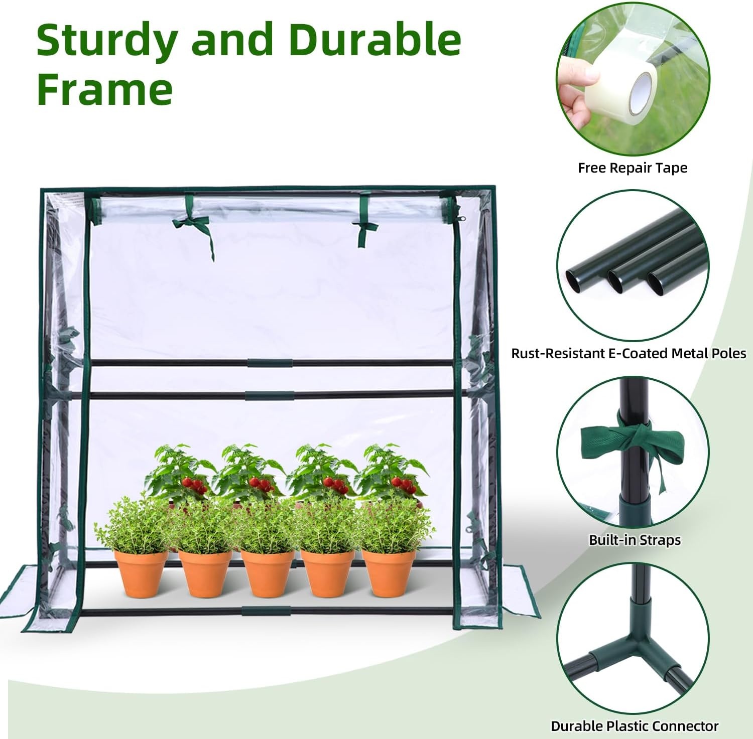 image:imageMini Greenhouse for Indoor Outdoor Ohuhu Portable Green House with Waterproof Pad for Small Plants Nursery Germination 36x36x585 HeavyDuty PVC Cover Tent Humidity Dome Seedling AccessoryClear