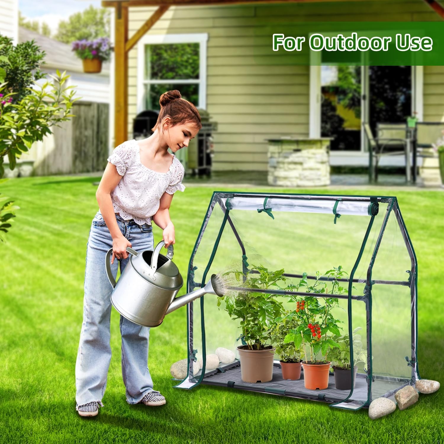 image:imageMini Greenhouse for Indoor Outdoor Ohuhu Portable Green House with Waterproof Pad for Small Plants Nursery Germination 36x36x585 HeavyDuty PVC Cover Tent Humidity Dome Seedling AccessoryClear
