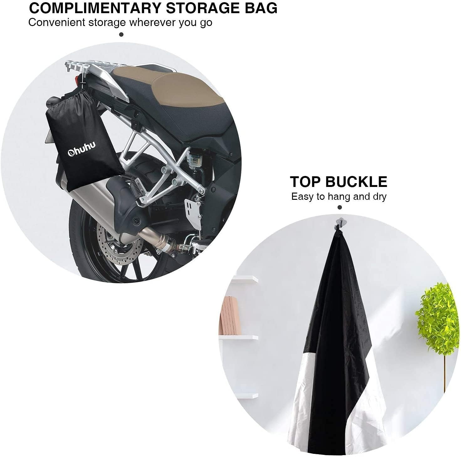image:imageMotorcycle Cover Ohuhu All Season Waterproof Snowproof Motorbike Covers with Lock Holes Fits up to 108 Motors Bikes Scooters for Honda Yamaha Suzuki Harley KawasakiXX Large BlackSilver