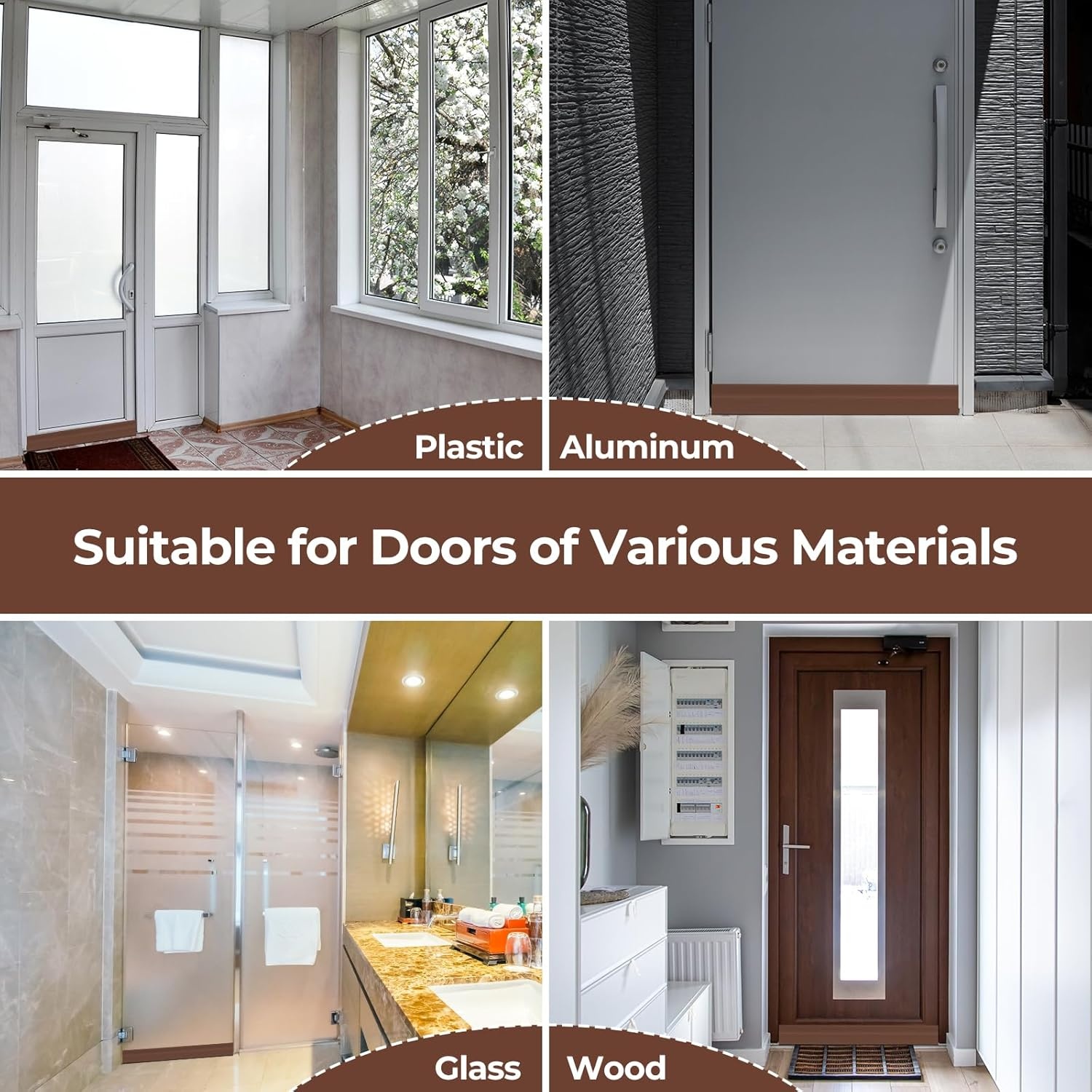 image:imageOhuhu 118 Long Door Draft Stopper CuttoFit Silicone Weather Stripping 1 Widened Adhesive Under Door Bottom Seal for Sliding Patio Doors Garage Doors Blocks Draft Noise Energy Saving WhiteBrown