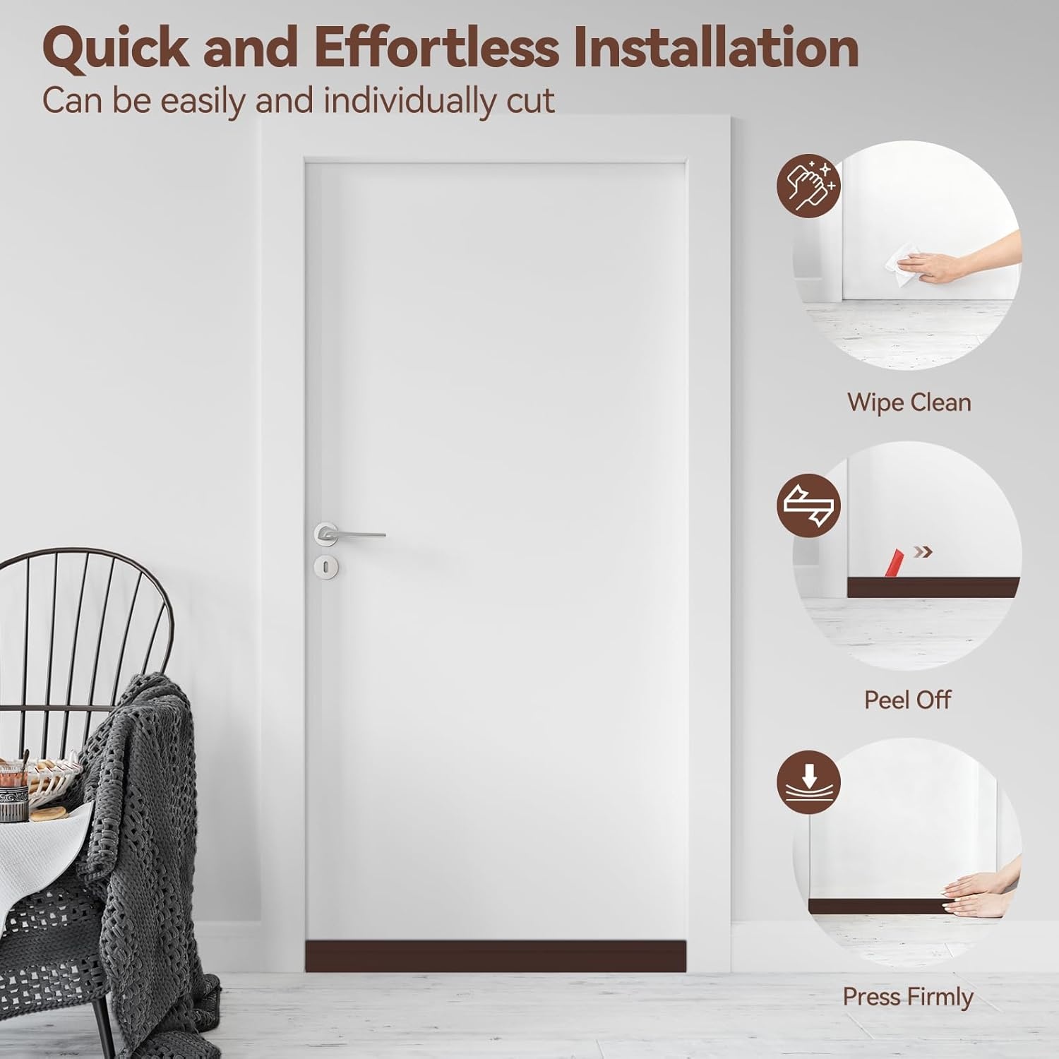 image:imageOhuhu 118 Long Door Draft Stopper CuttoFit Silicone Weather Stripping 1 Widened Adhesive Under Door Bottom Seal for Sliding Patio Doors Garage Doors Blocks Draft Noise Energy Saving WhiteBrown